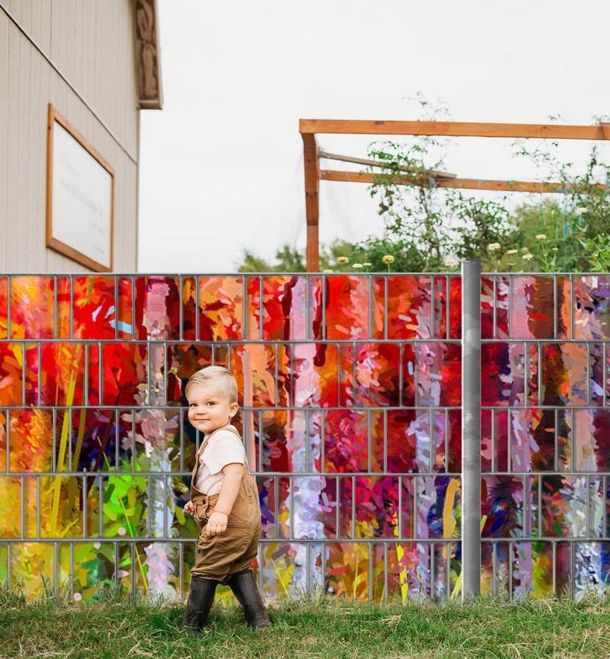 Thumbnail - MyMaxxi Sichtschutzstreifen Sichtschutzstreifen bunt gemalter Wald Sichtschutz Garten Zaun