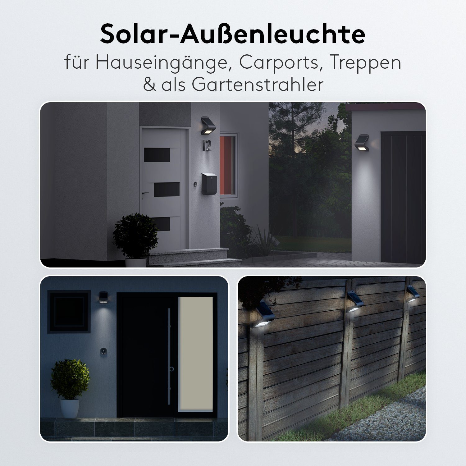 Goobay LED Solarleuchte Neutralweiß, lm Außenstrahler mit W LED / Solar Hochwertiges 220 Scheinwerfer, integriert, LED K fest Schwarz Bewegungsmelder 1,5 / 4000 / Solarpanel