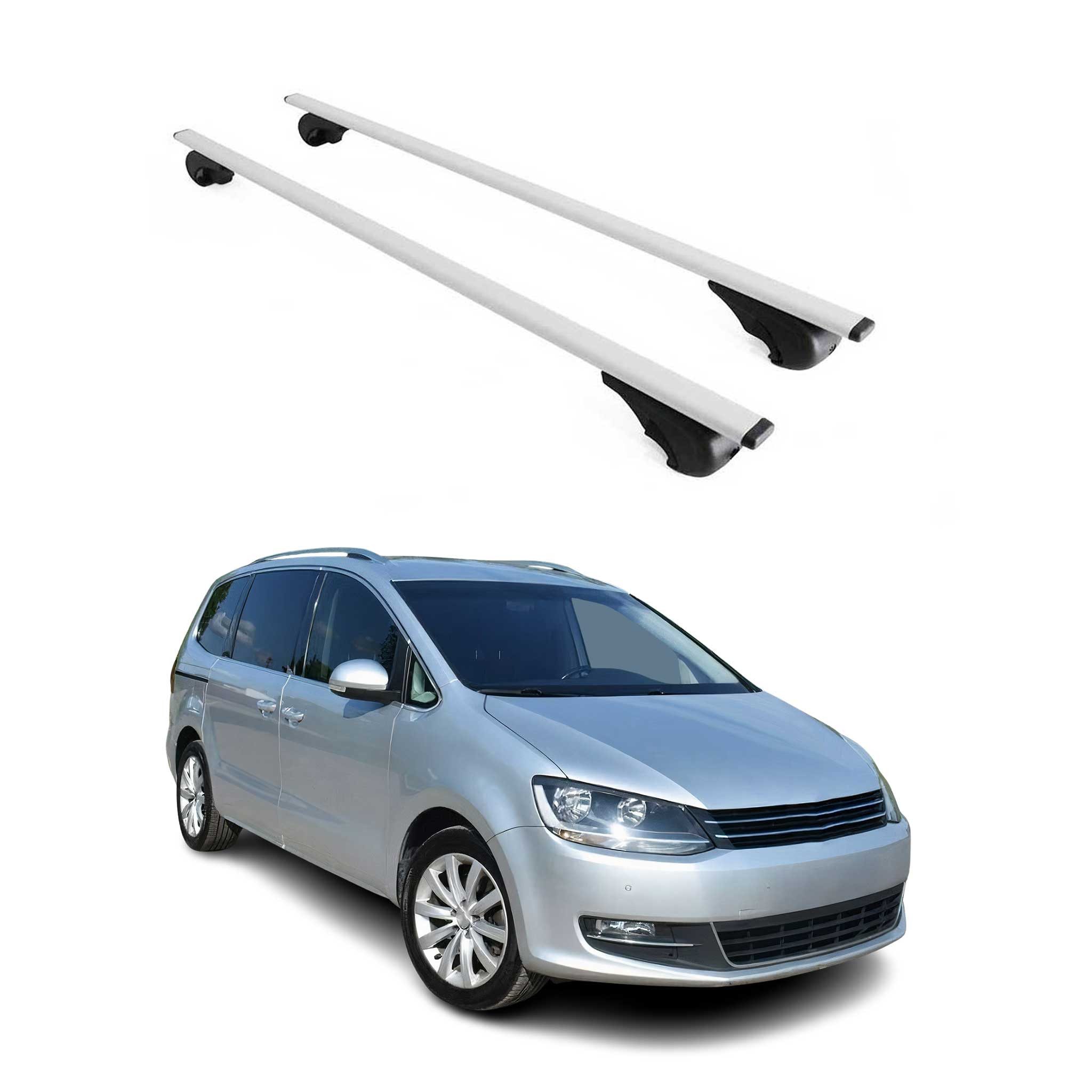 OMAC Dachträger Gepäckträger für VW Sharan 2010-2025 Grundträger Metall Silber 2tlg (2-St), Wasserbeständig,Abnehmbar,Multifunktional,Leichtgewichtig