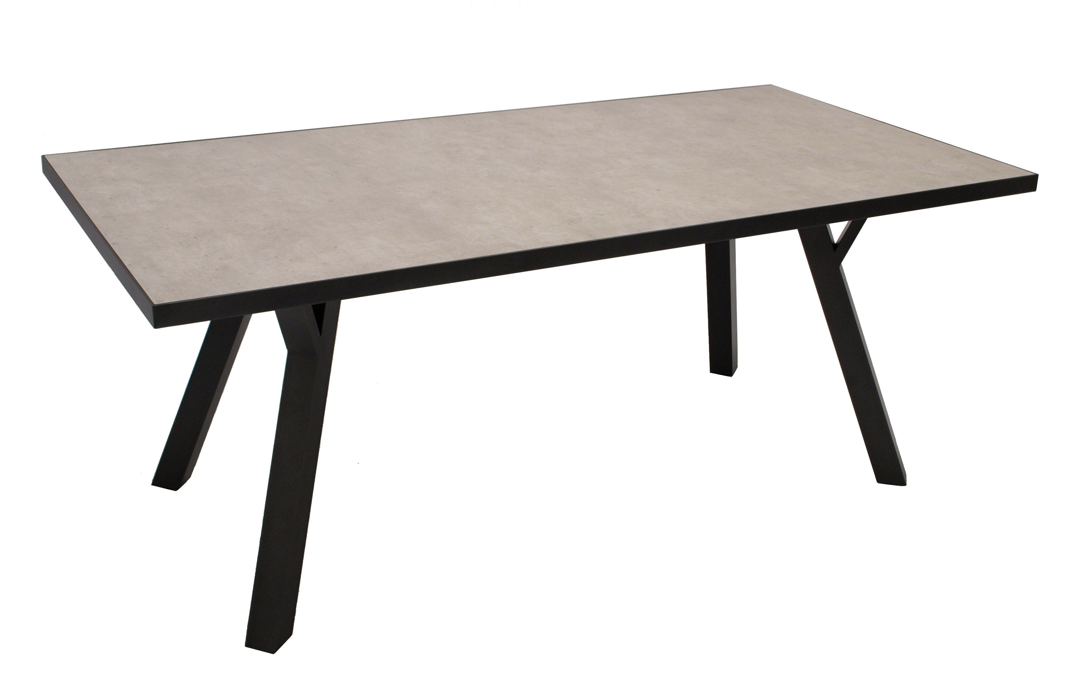 DEGAMO Gartentisch MANCIANO (1-St), Aluminium dunkelgrau + Glas in Keramikoptik hellgrau
