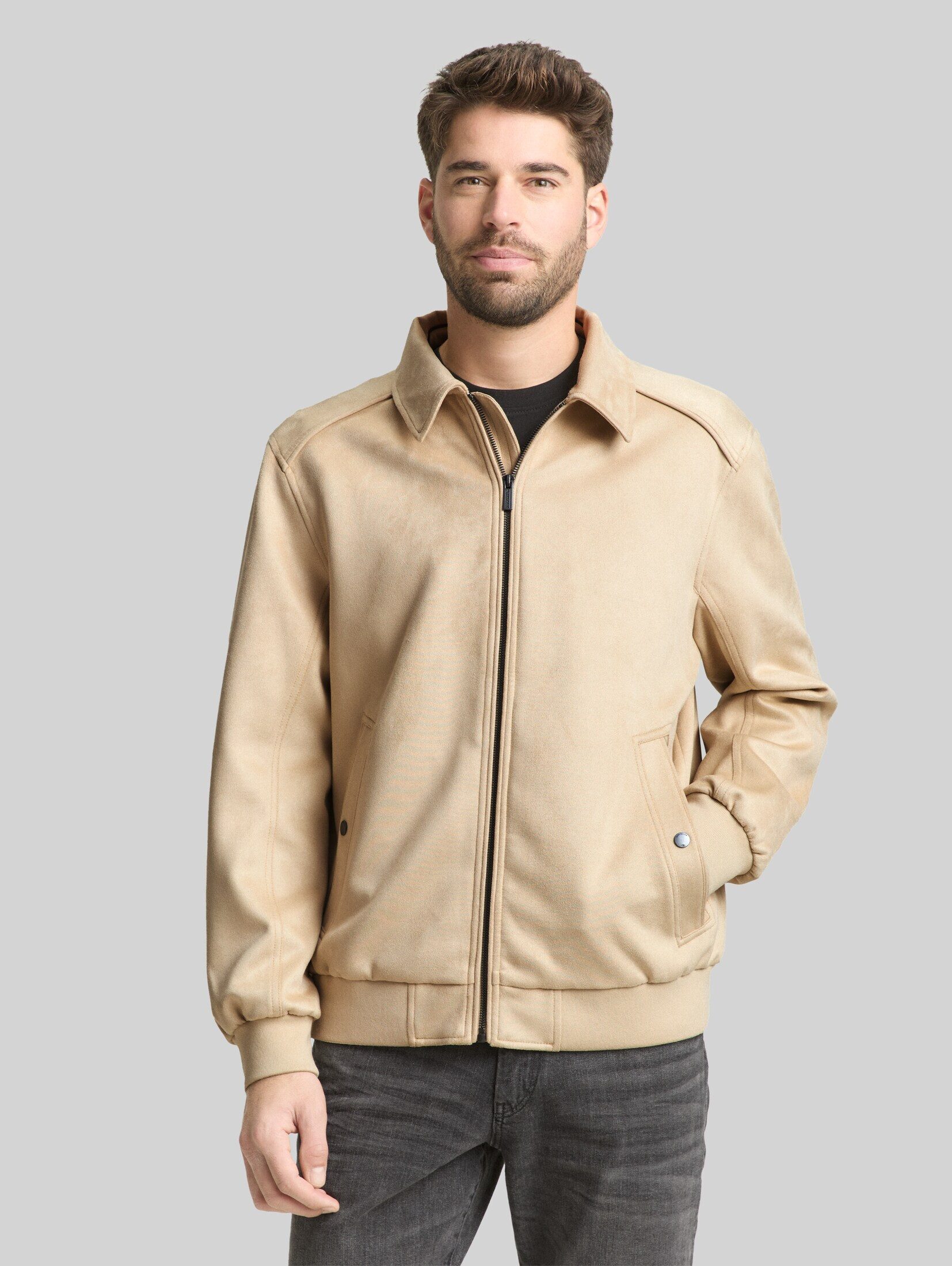 TOM TAILOR Lederimitatjacke Jacken Jacke in Wildleder-Optik