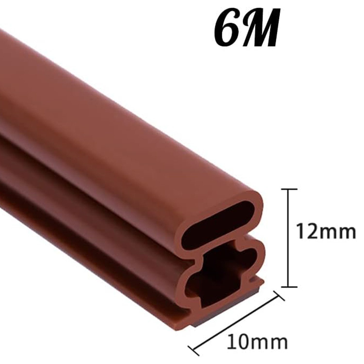 MODFU Türdichtband 6m Türdichtung selbstklebend Zugluftstopper, (Flexibel Dichtung Türrahmen 10mm x 10mm, 1-St., Staubdichte Schalldämmung Wärmedämmung Wasserdicht), für Spalten zwischen 7.5 und 9.5 mm Fenster Tür usw.
