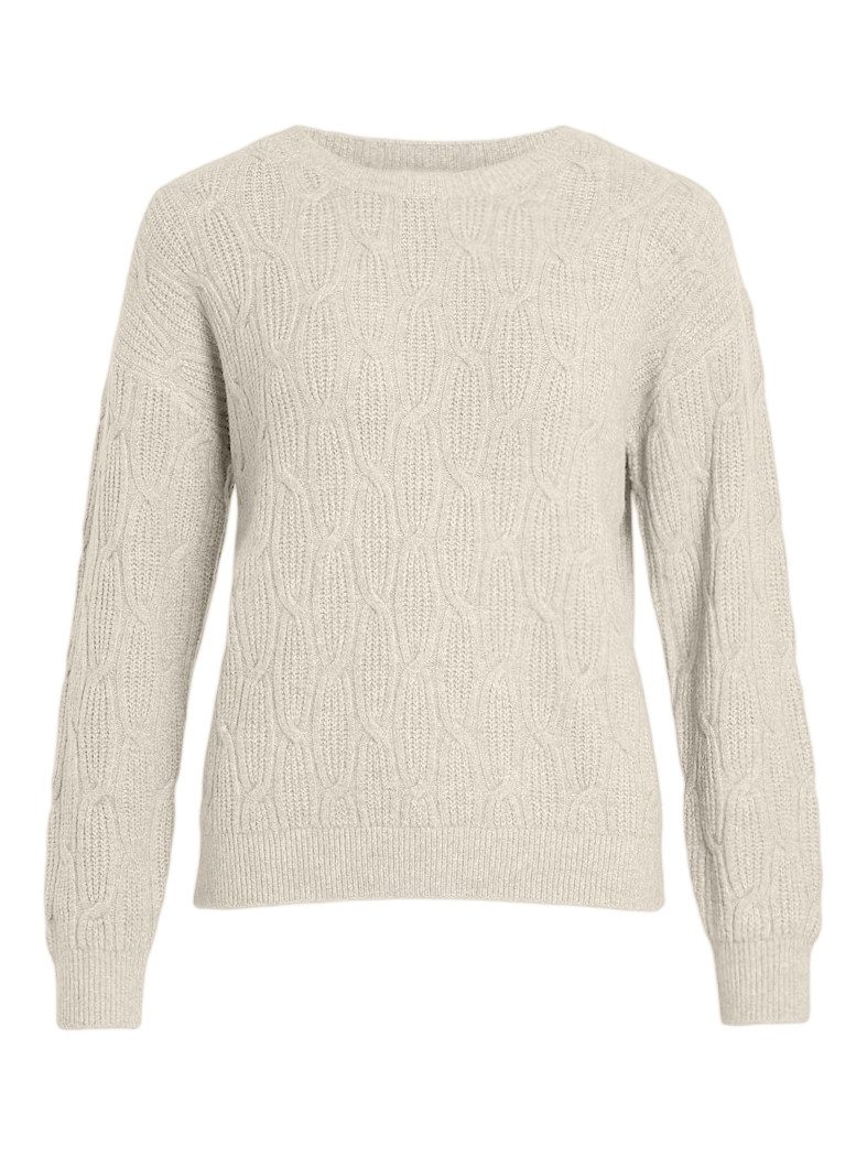 Vila Strickpullover VILASSIA O-NECK L/S CABEL KNIT TOP -NOOS