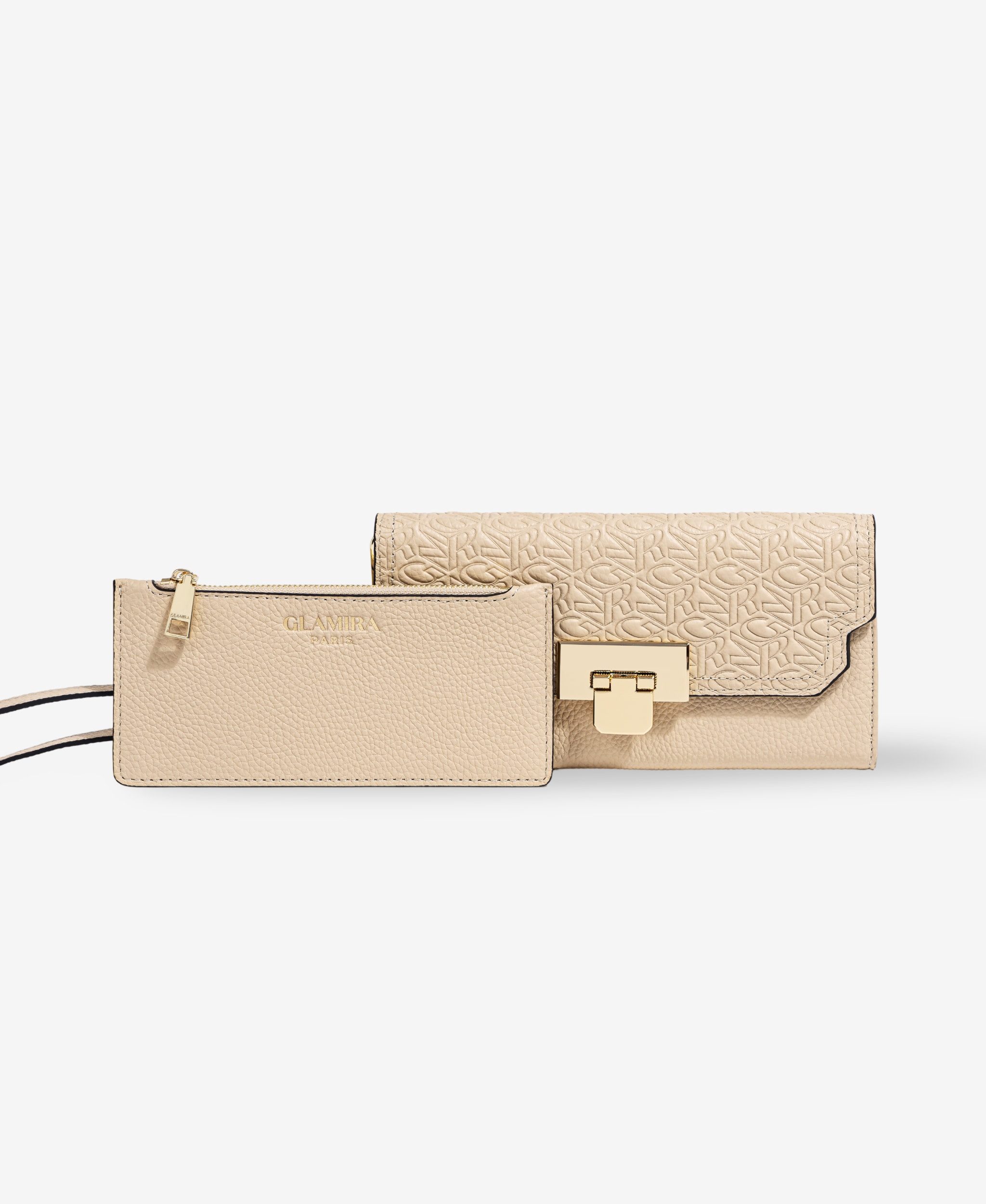 GLAMIRA Handtasche Glamouré Soir Beige Geldbörse (Set, 2-tlg., mit Kartenetui), abnehmbares handgelenkband