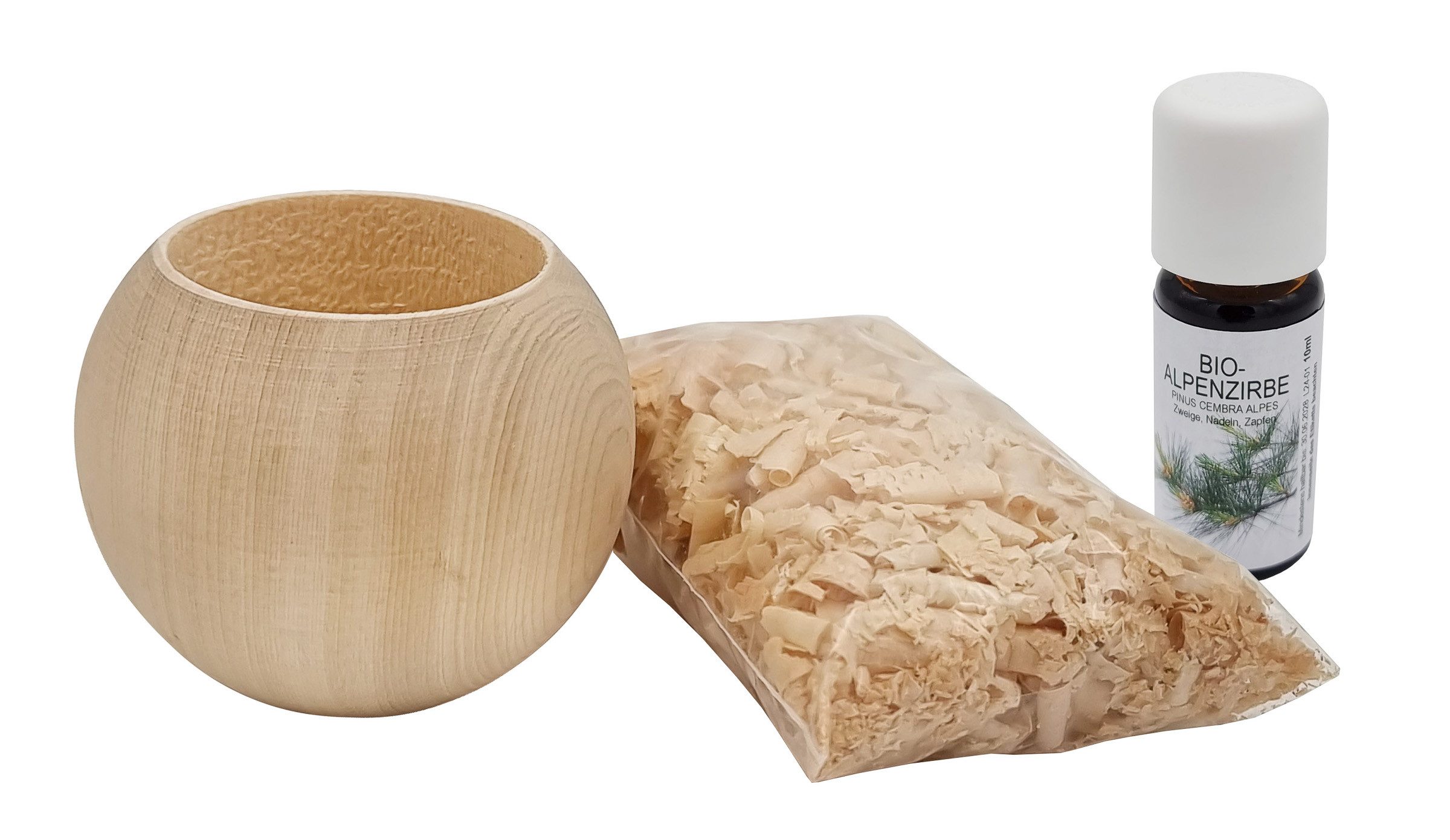 ERST-HOLZ Dekoobjekt Duft Kugel mit Zirbenflocken und Öl