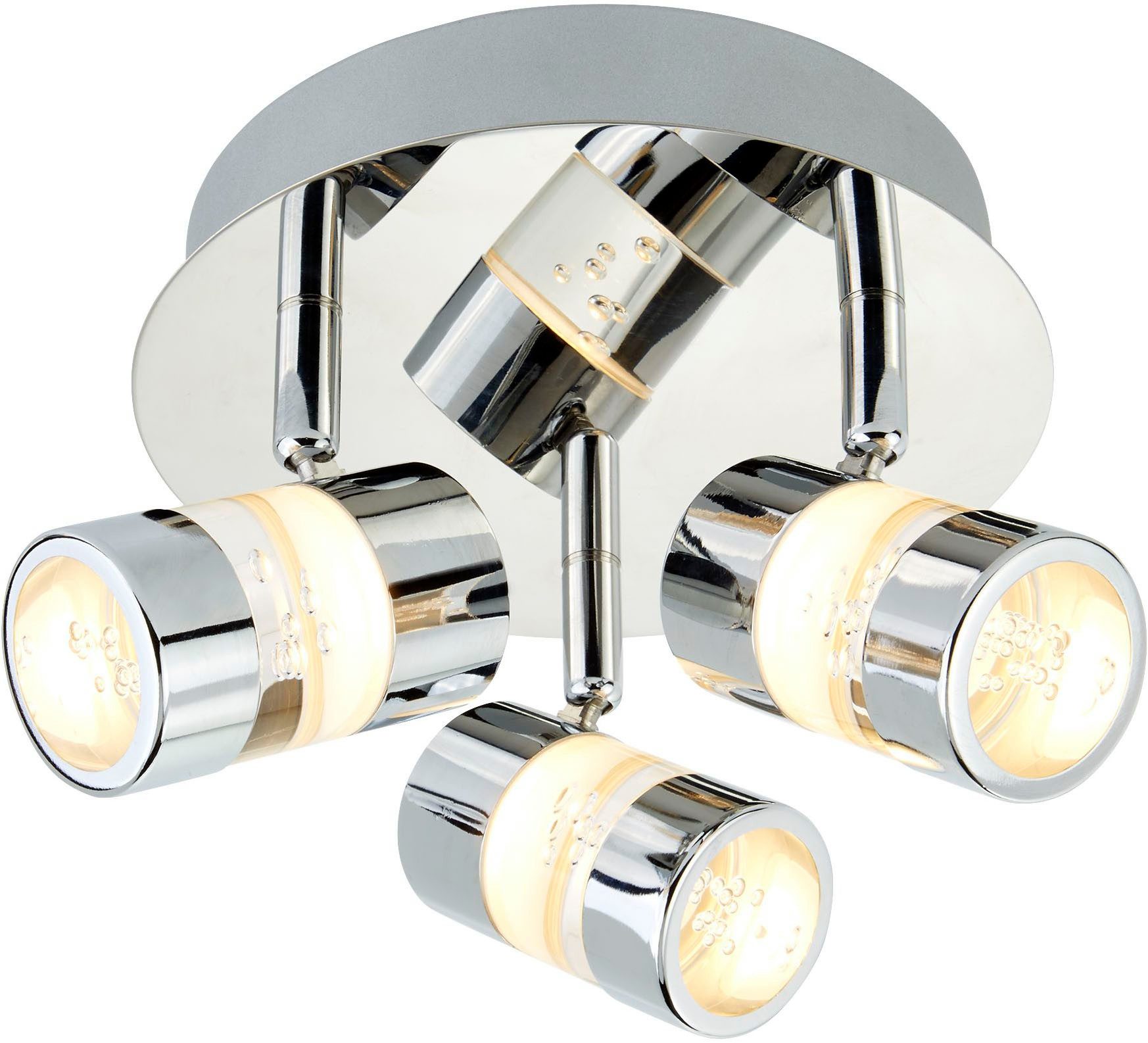 Searchlight Deckenstrahler Bubbles 3Lt Round Spotlight - Chrommetall & Bubble Acryl, LED fest integriert