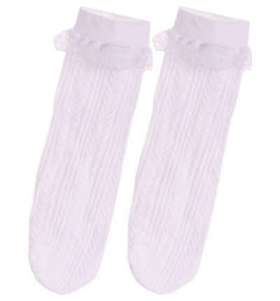 La Bortini Feinkniestrümpfe Kniestrümpfe in Weiß mit Rüschen 4-12Jahre Kinder Socken Rüschensocken