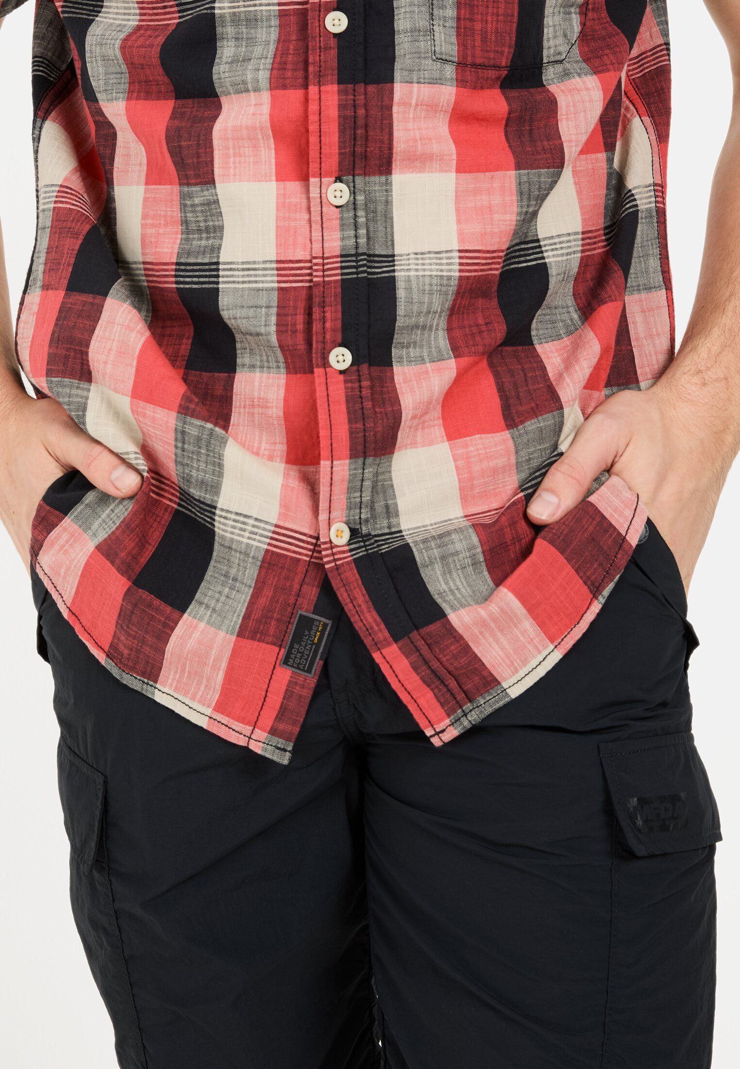 camel active Kurzarmhemd aus reiner Baumwolle Kurzarm Button-Down