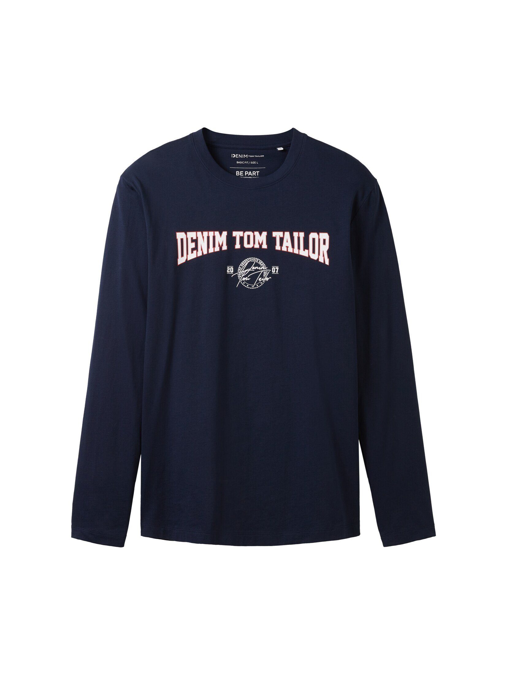 Print Relaxed TOM Logo mit Langarmshirt Denim TAILOR T-Shirt