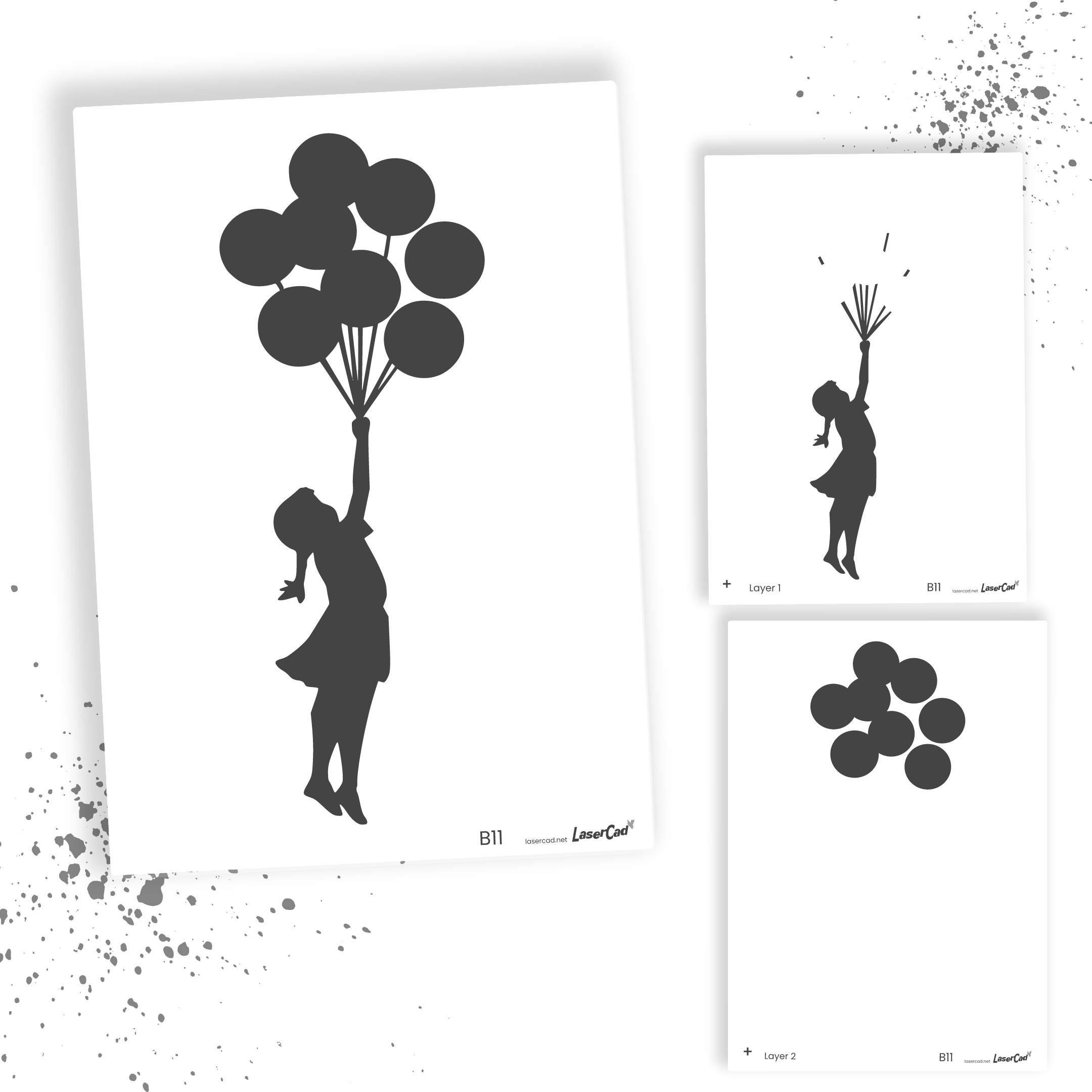 LaserCad Motivschablone BANKSY Streetart für Graffiti, Airbrush, Deko