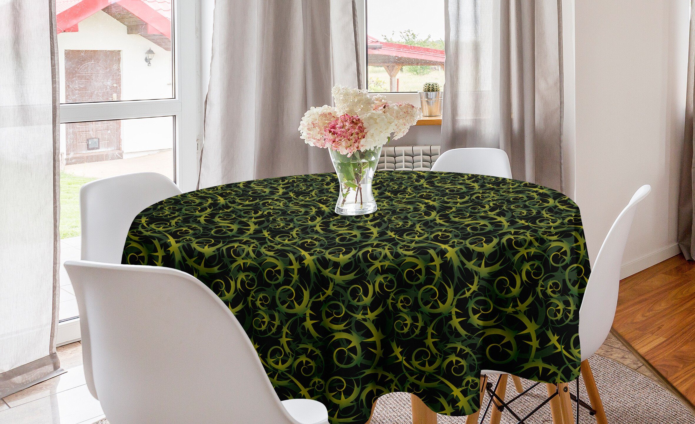 Dunkle Tischdecke Abstrakt Abakuhaus Küche Töne Grape Tischdecke Abdeckung Ivy Dekoration, Wein Esszimmer Kreis für