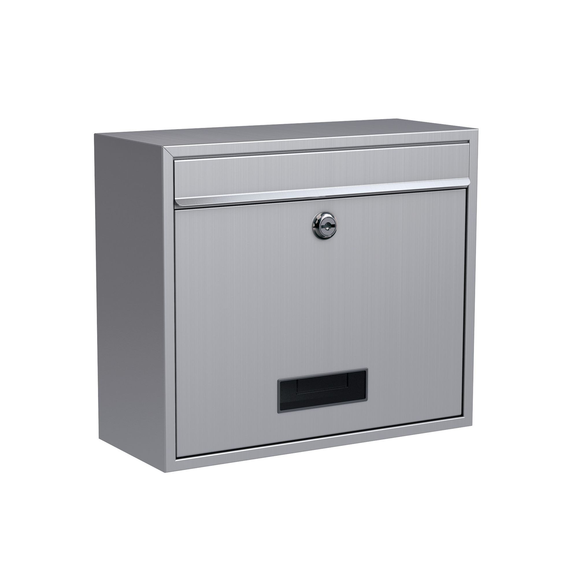 BASI Briefkasten Wandbriefkasten (Spar-Set, 1-St), aus Edelstahl, Einwurfklappe, Namensschild, 2 Schlüssel
