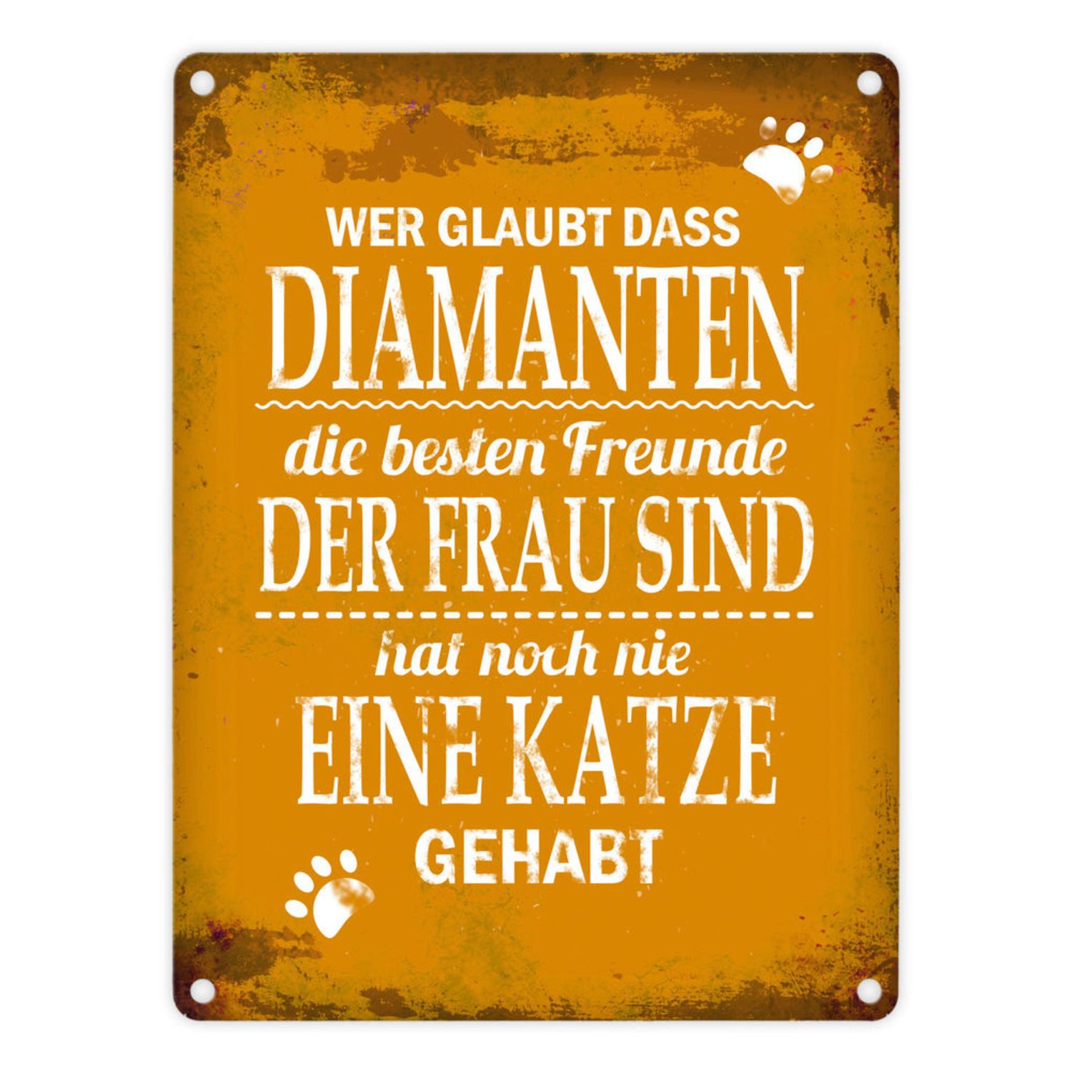 Metallschild Metallschild mit Spruch: Wer glaubt dass Diamanten die ... Schild