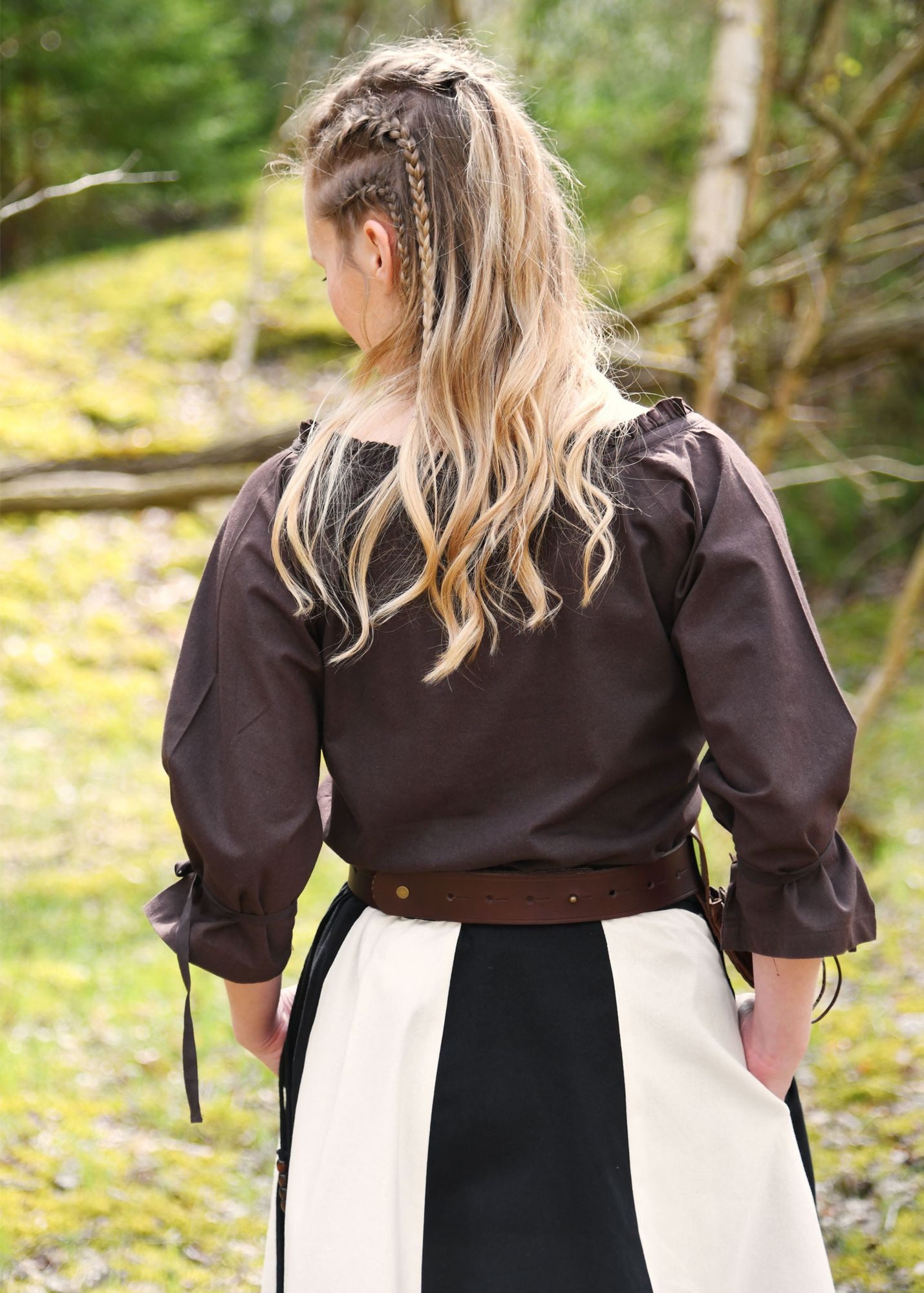 Battle Merchant Kostüm Mittelalter Bluse Birga mit 3/4 Arm, braun, Gr. XXL