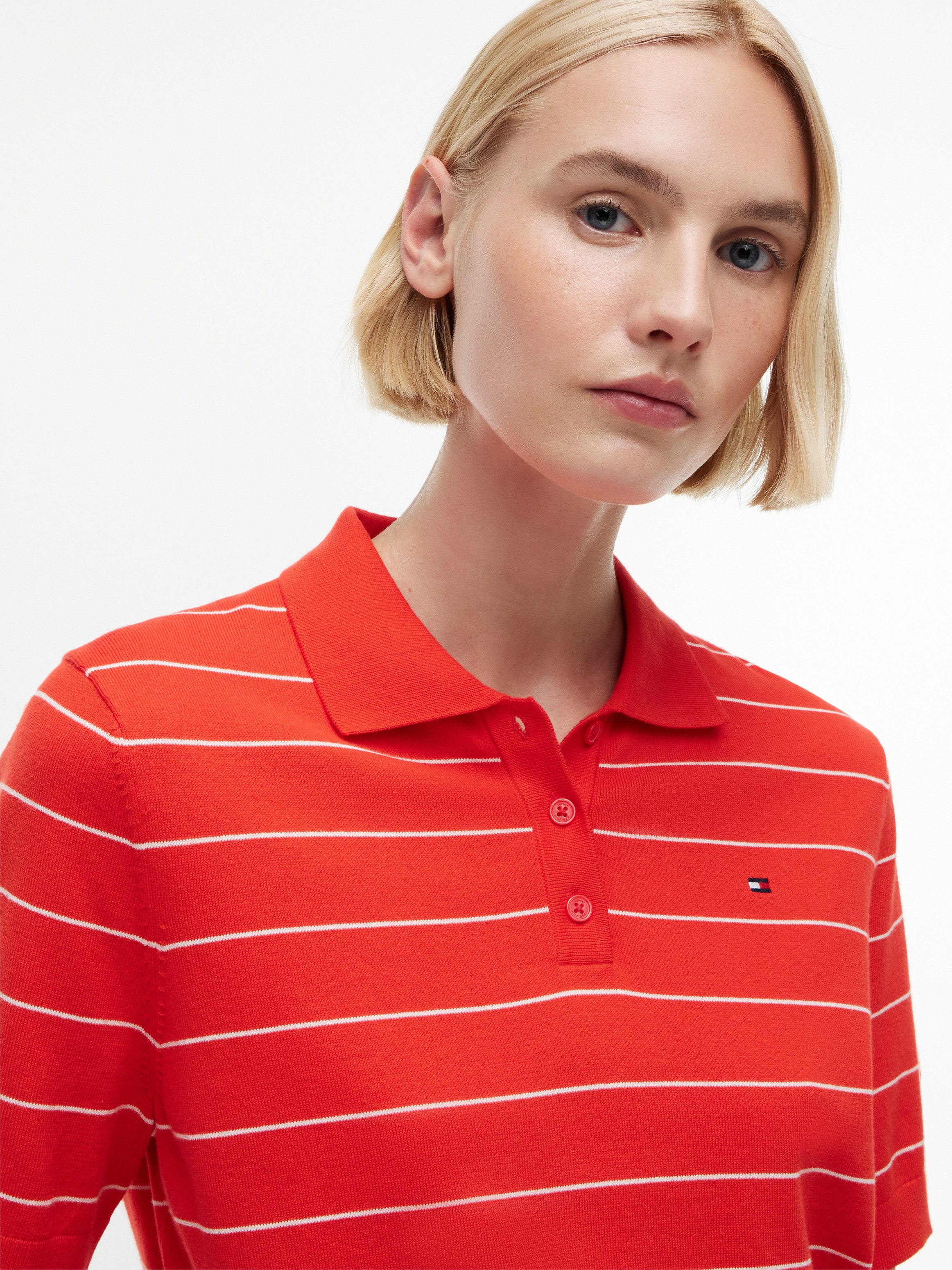 Tommy Hilfiger Polokragenpullover JERSEY STITCH MINI POLO Baumwollmischung, Polokragen, Kurzarm