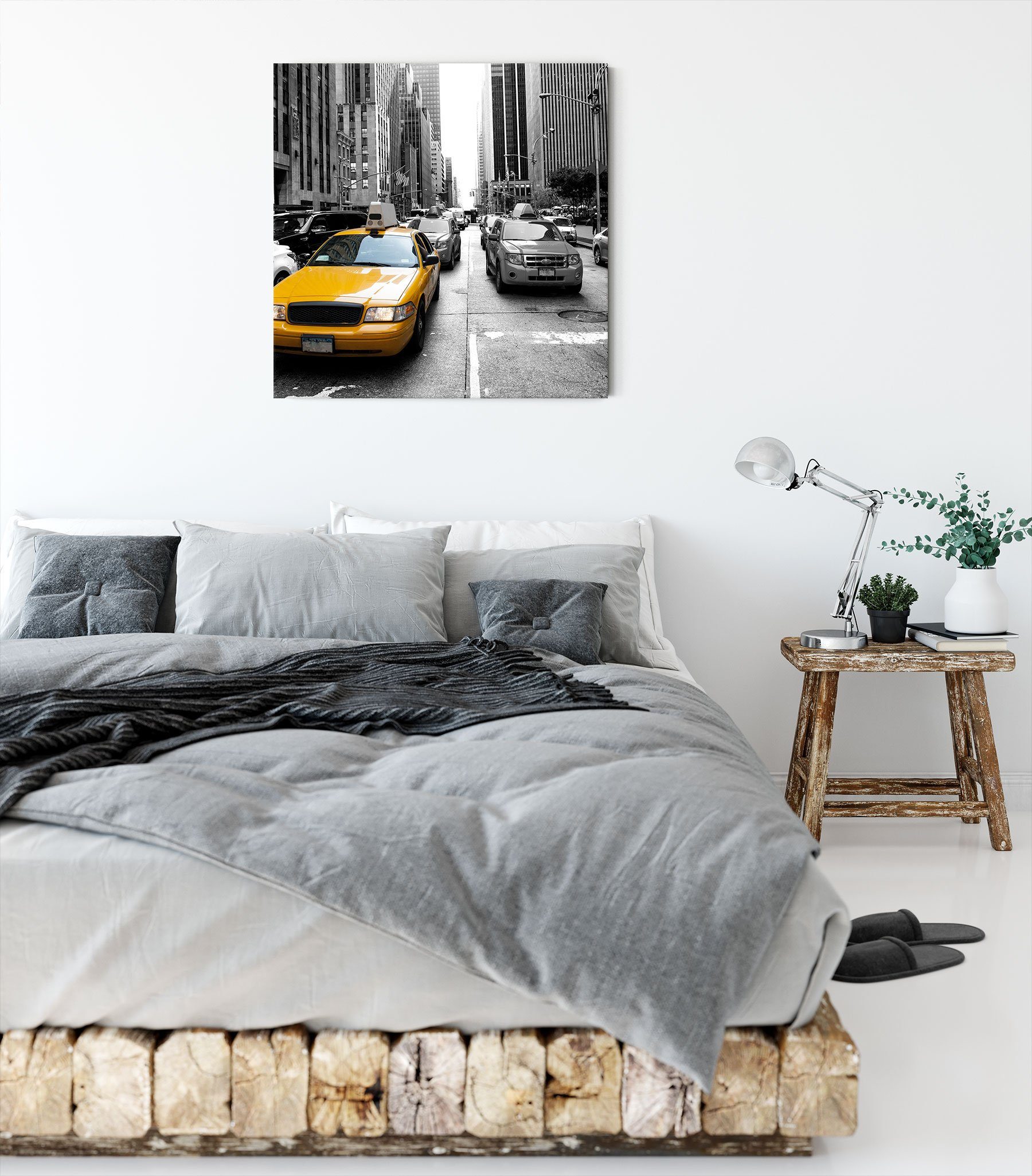 York, Leinwandbild St), New New York Gelbes Gelbes (1 Leinwandbild inkl. Taxi in Zackenaufhänger in Pixxprint Taxi fertig bespannt,