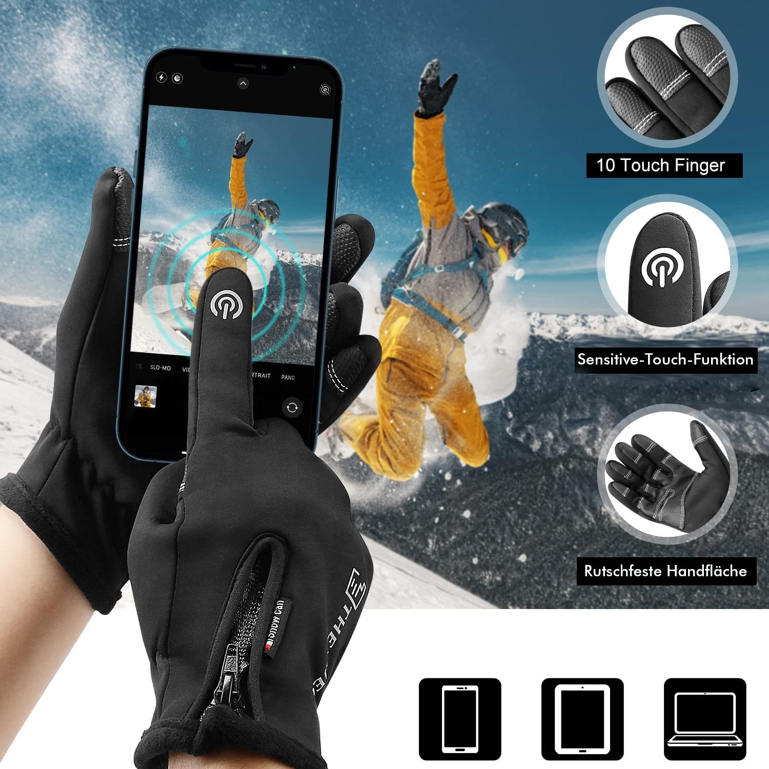 Touchscreen A0354 Herz Fahrradhandschuhe Winddicht Alster Handschuhe, Winter Alster Herz Anti-Rutsch Warme Fahrradhandschuhe,