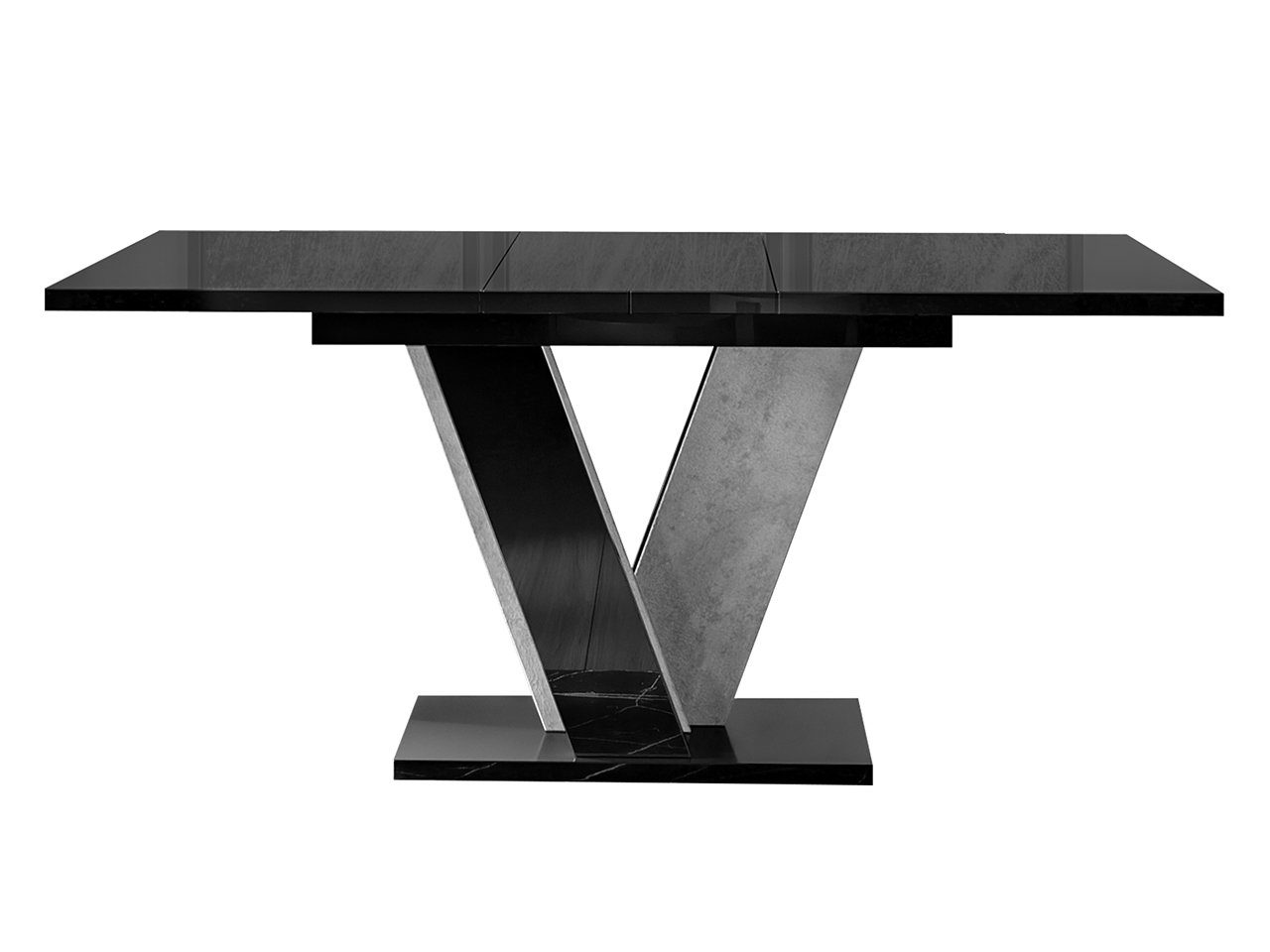 Tischplatte, MIRJAN24 Viney Esstisch Einlegeplatte sich cm Beton befindet (Ausziehbarer), der Hochglanz unter / Schwarz 120-160x90x75