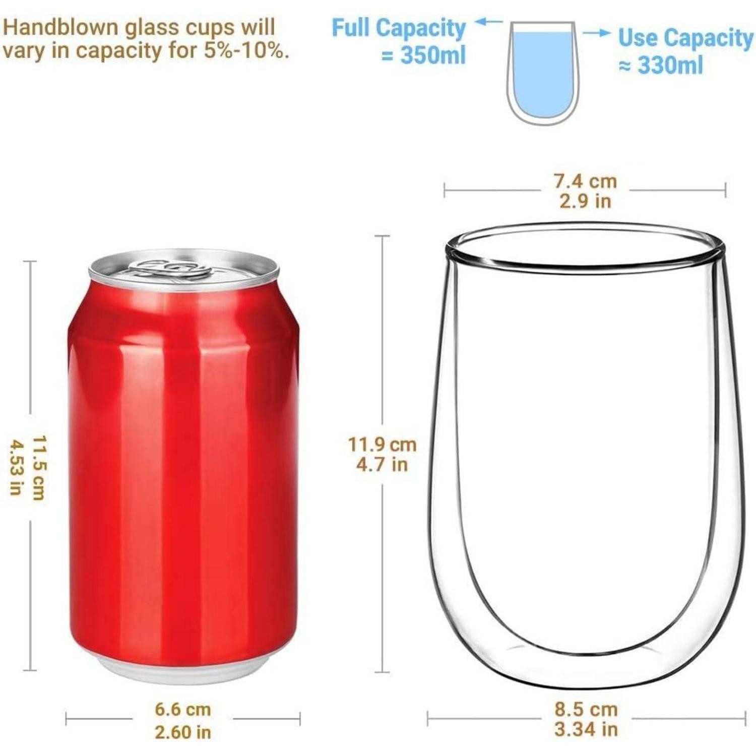 LuxusKollektion Latte-Macchiato-Glas Doppelwandige Latte Macchiato Gläser 4er Set Borosilikatglas 350ml