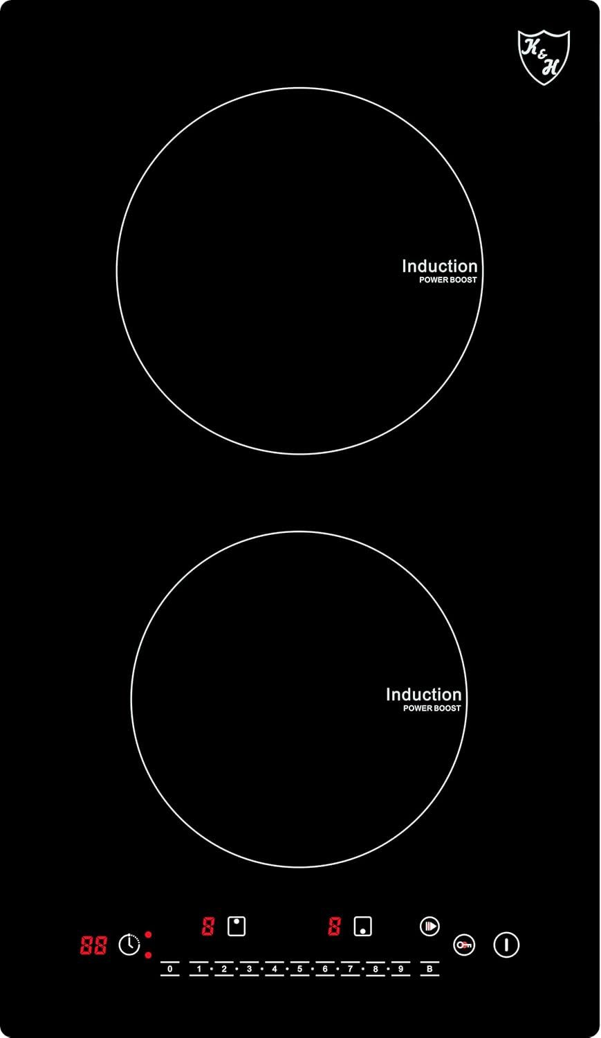 K&H Induktions-Kochfeld K&H Domino 2 Zonen SLIDER Control Induktionskochfeld Autark Eingebaut 30-IN-3600