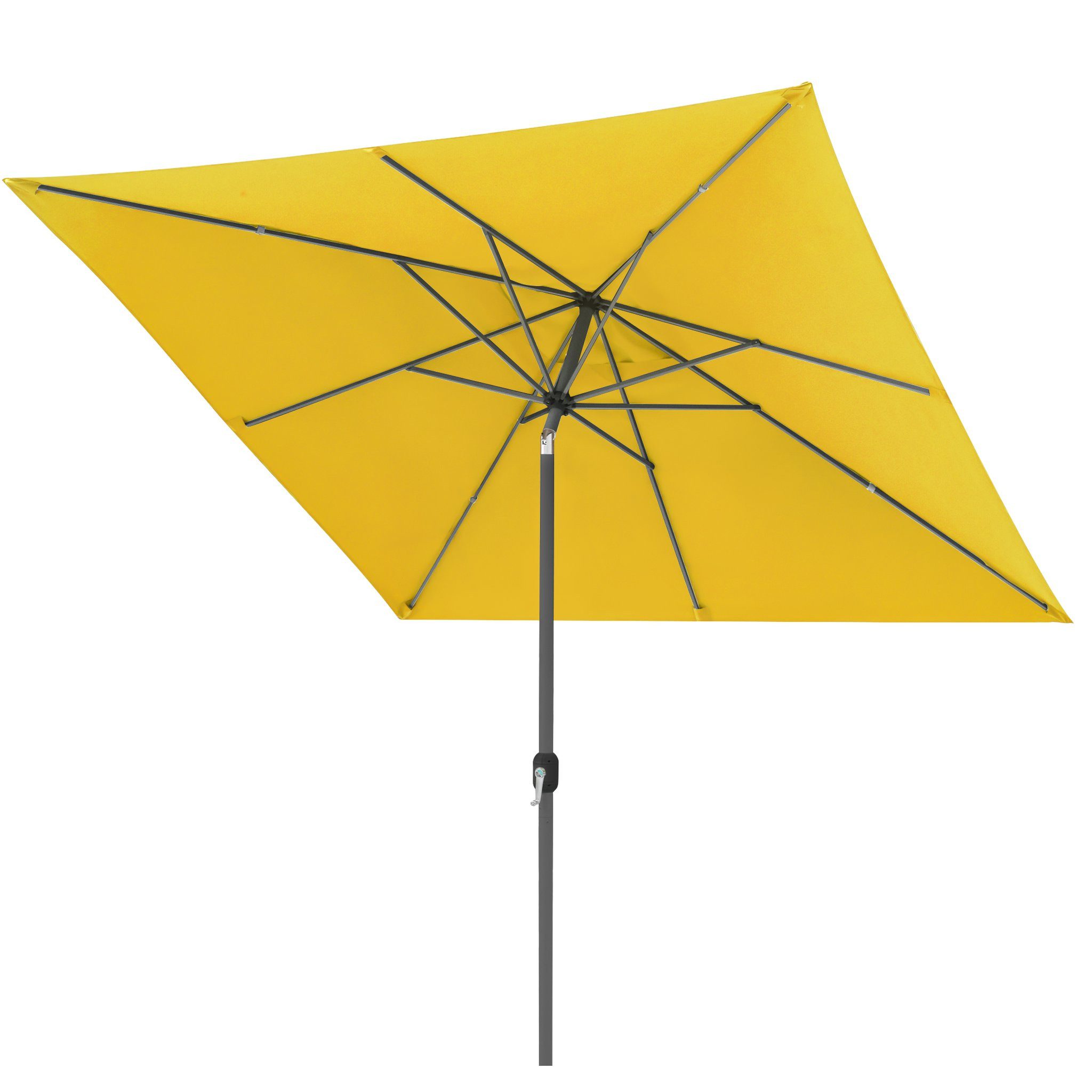 paramondo Sonnenschirm Sonnenschirm 3x3m quadratisch gelb Garten Kurbel Gestell anthrazit, LxB: 300x300 cm, Quadratische Form mit Knickfunktion & Kurbel