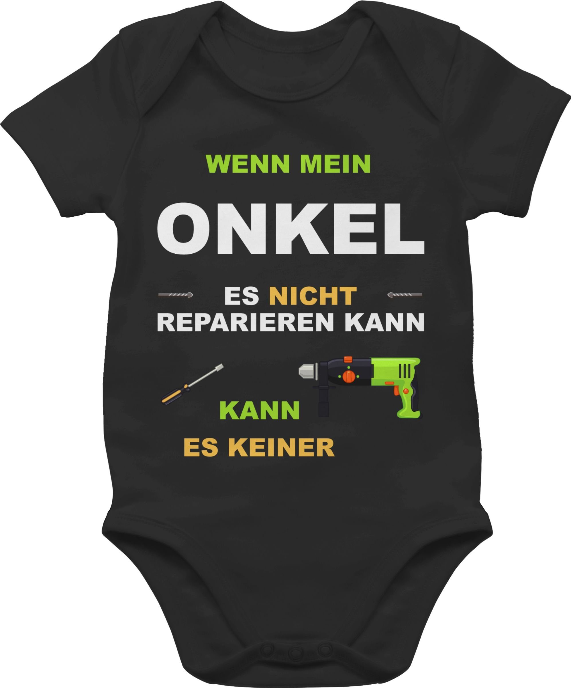 Shirtracer Shirtbody Wenn Junge Schwarz mein Strampler Onkel keiner es es & 2 Baby kann reparieren Mädchen nicht kann