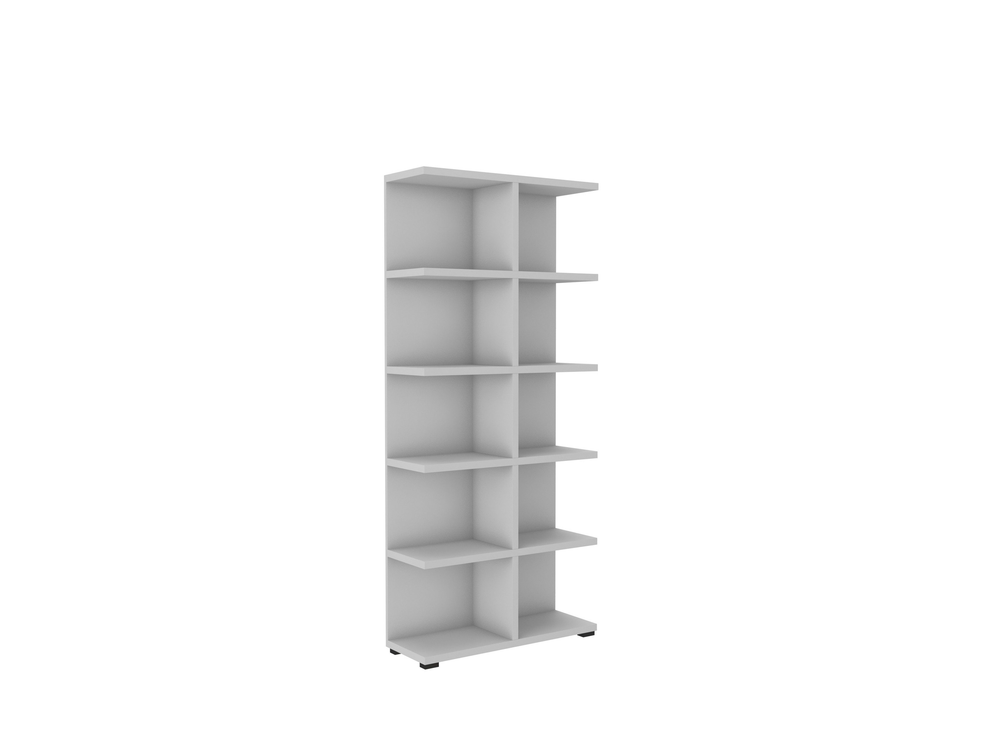 Masseno Bücherregal DUOMO 184 x 83,2 cm Standregal Büroregal Bücherschrank Grau