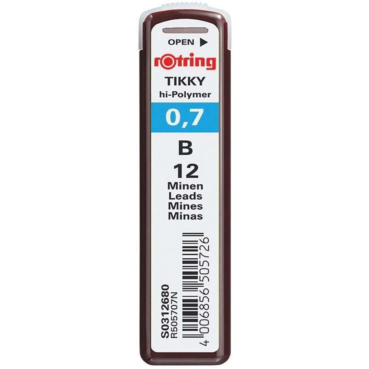 ROTRING Bleistift Feinminen hi-polymer 0,7mm B schwarz VE=10x12 Stück