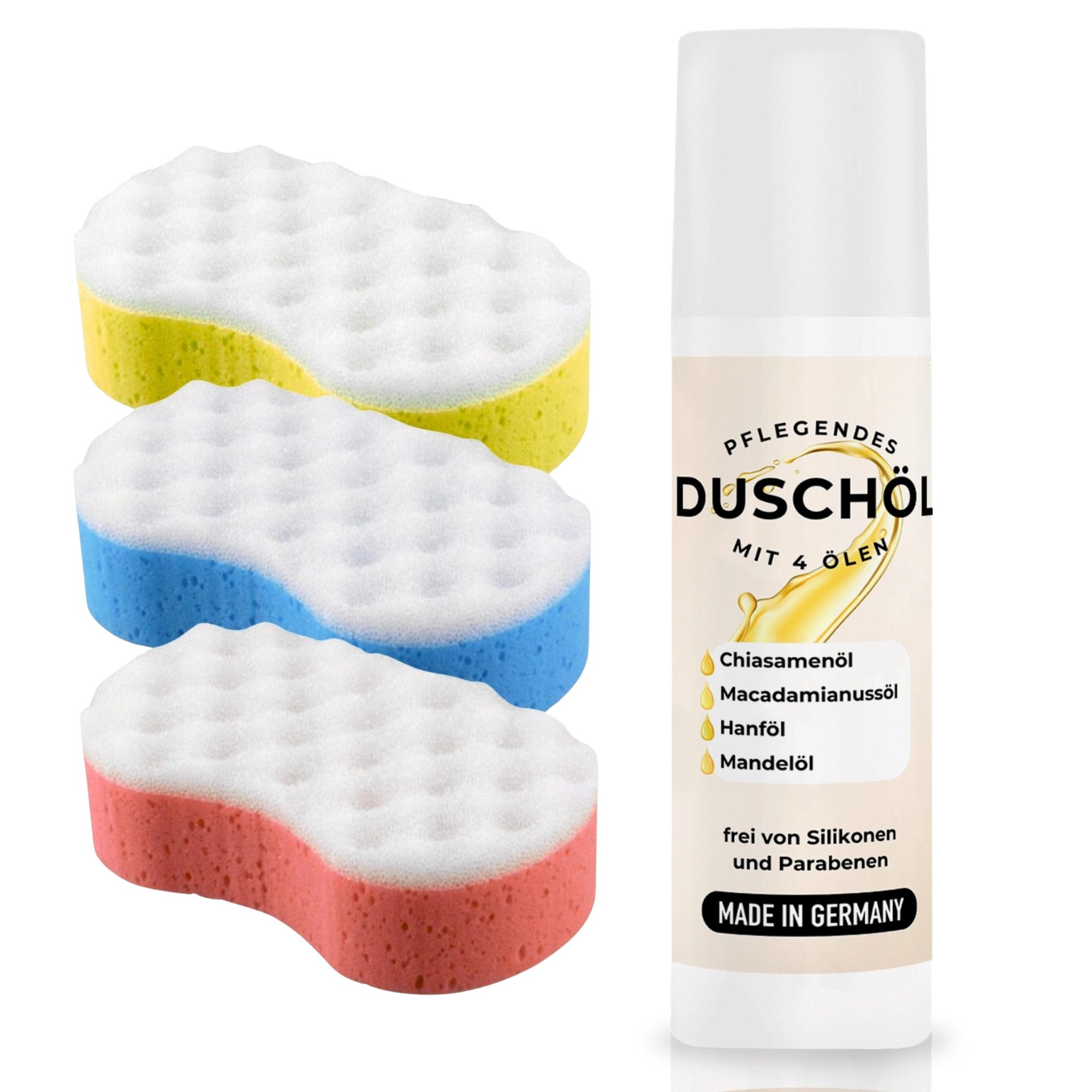Radami Körperöl Duschöl Öl mit natürlichen Маслаn und Panthenol 150ml + 3 Badeschwamm