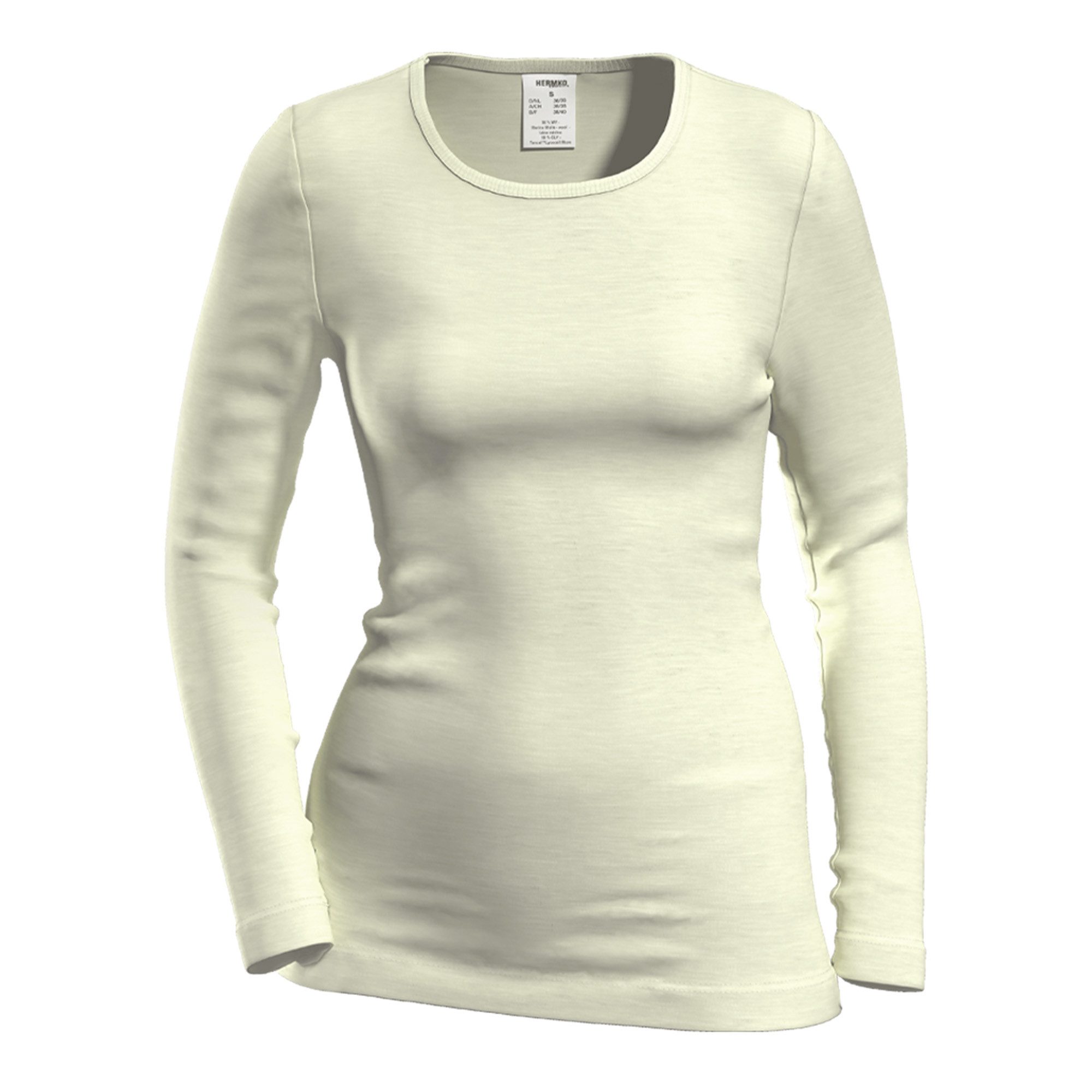 HERMKO Unterziehshirt 40830 Damen langarm Shirt aus Merinowolle / Tencel