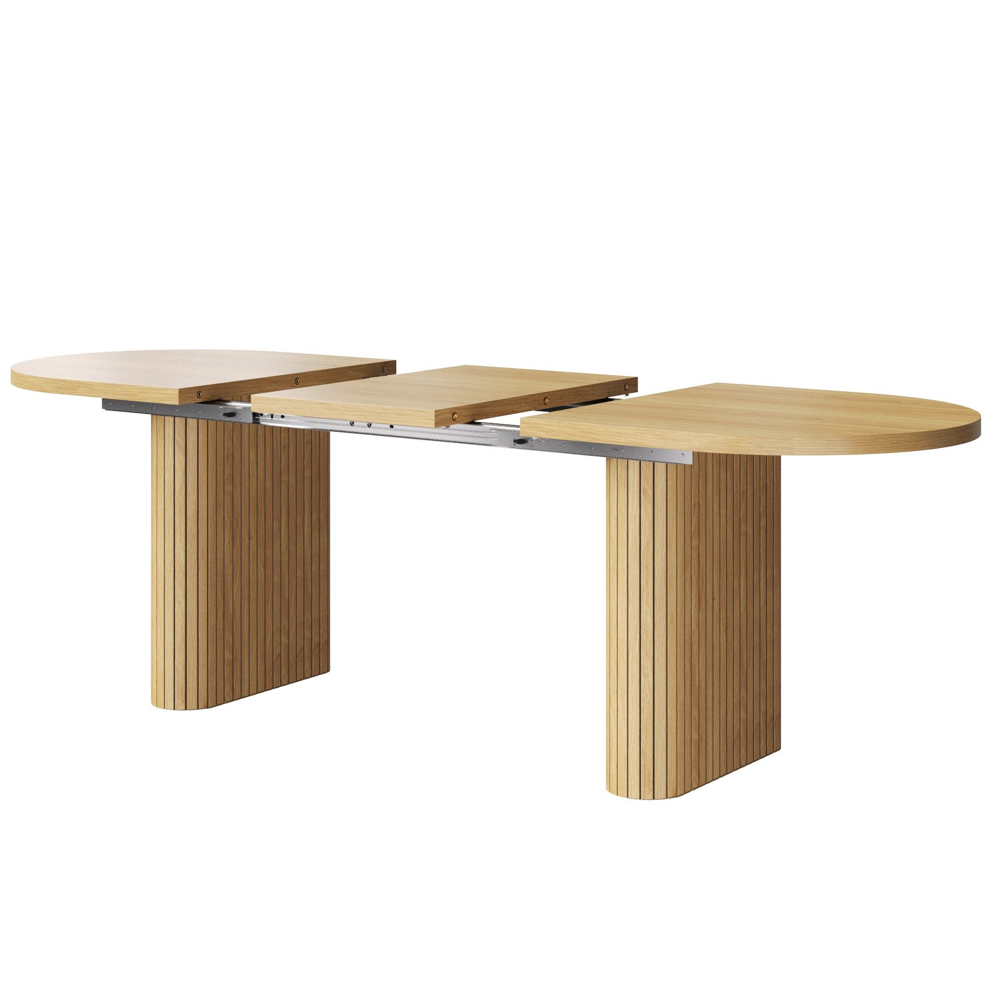 Flieks Esstisch (verstellbare Länge 120-160/T80/H75,5 cm, 1-St., 1 Tisch), ausziehbarer Küchentisch ovaler Schreibtisch Holzoptik Hellnatur