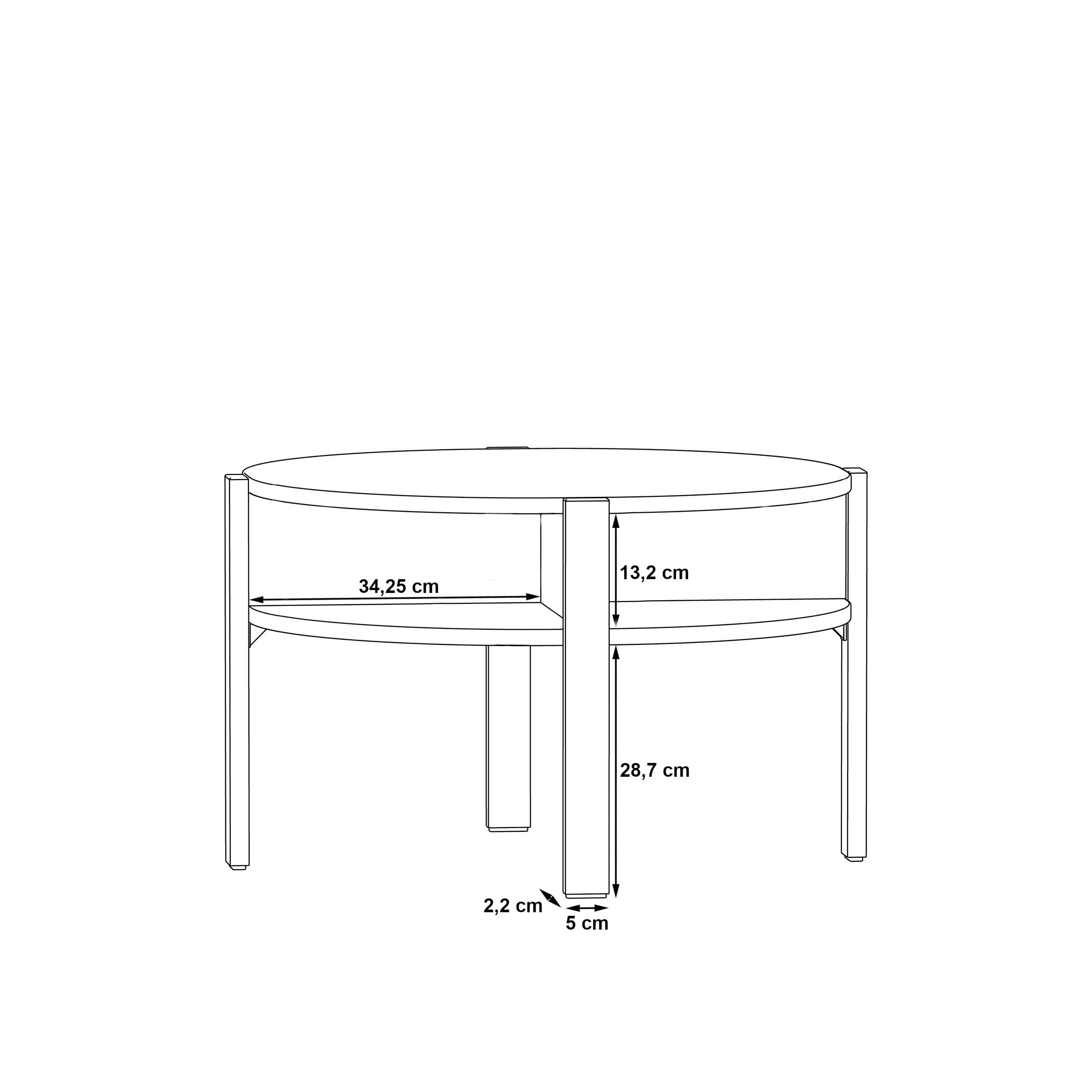 freiraum Couchtisch TOBAGO, in Schwarz rund - 74,4x45,5x74,4cm (BxHxT)