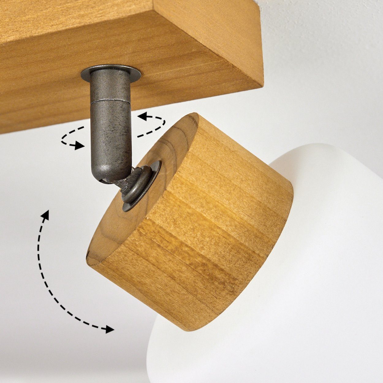 Schirmen, aus Deckenleuchte im hofstein skandinavischen Deckenlampe in mit 2xE14 Design Leuchte »Montemassi« Leuchtmittel, ohne Holz/Metall/Glas verstellbaren Natur/Altsilber/Weiß,