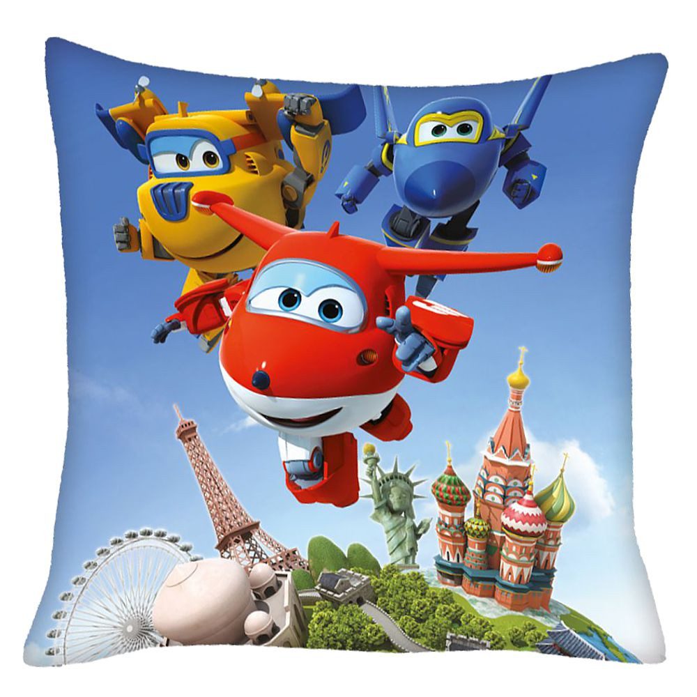 Super Wings Dekokissen Helden Kinder Deko-Kissen 40 x 40 cm Super Wings Wende-Motiv