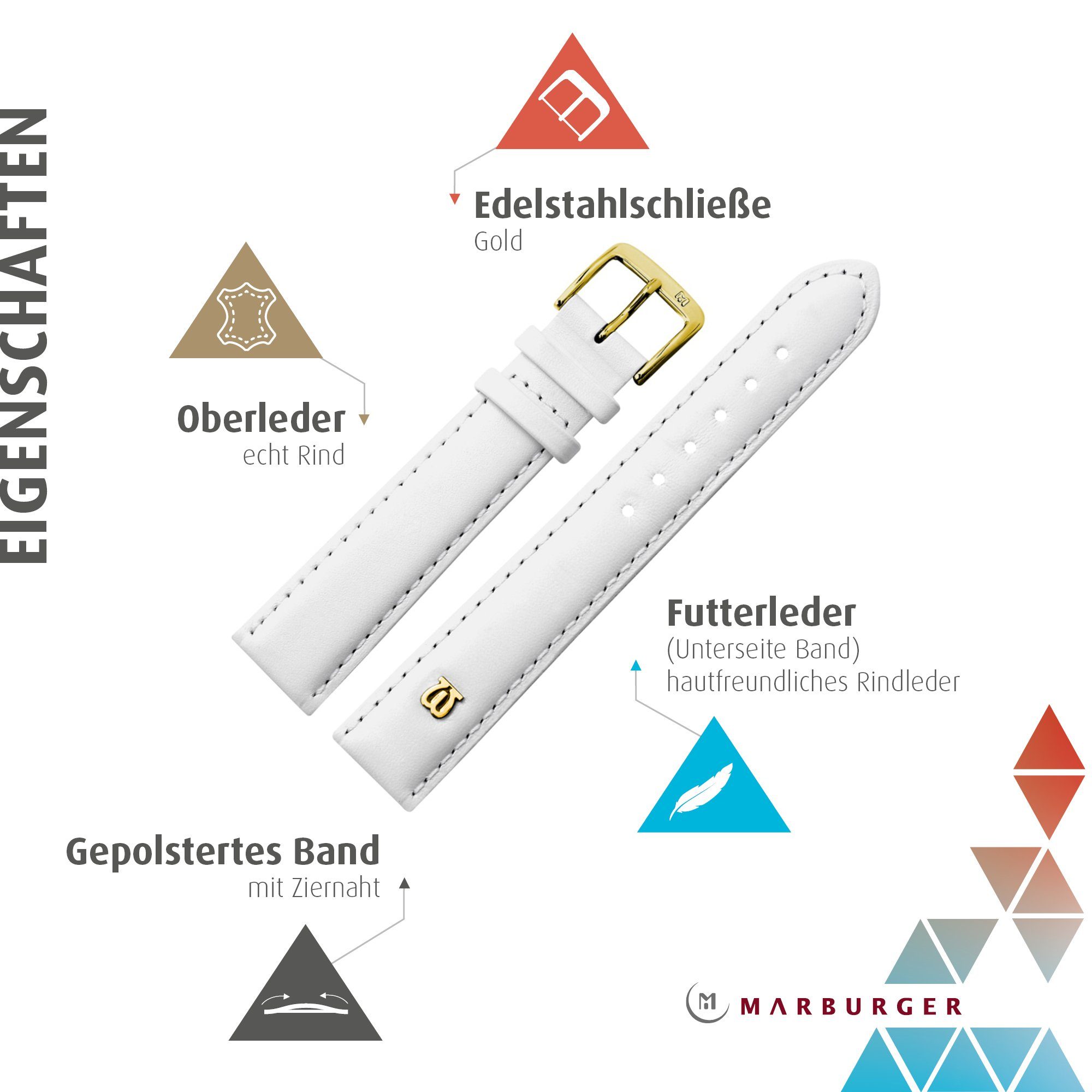 MARBURGER Uhrenarmband 18mm Leder