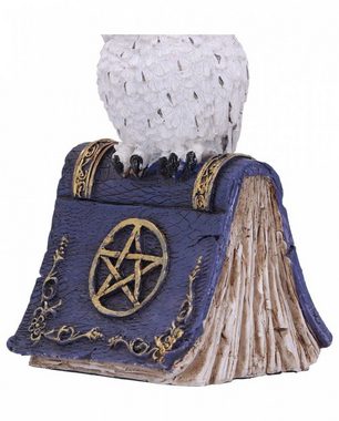 Horror-Shop Dekofigur Weiße Eule auf Hexenbuch mit Pentagramm 12,5 cm