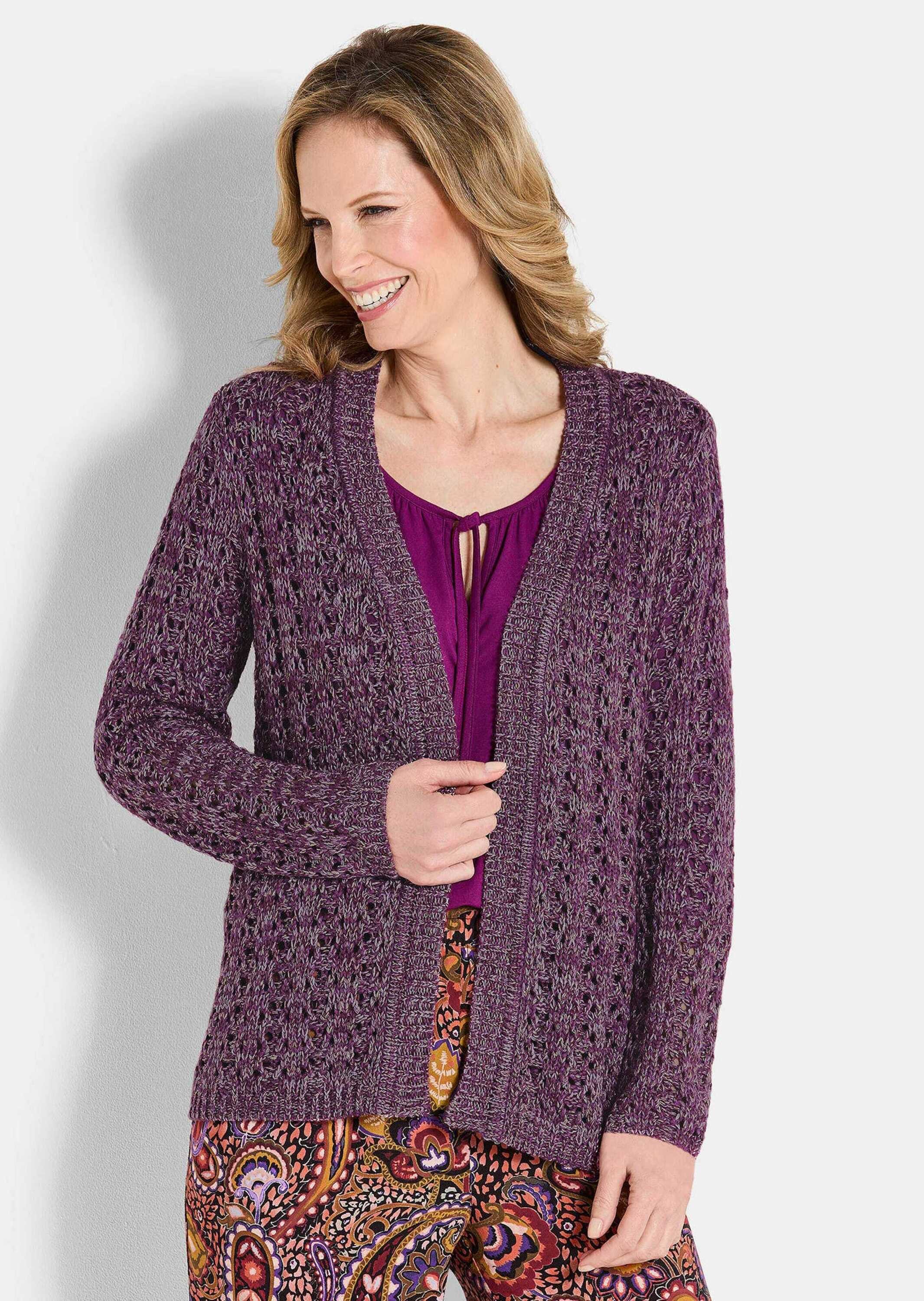 GOLDNER Strickjacke Pflegeleichte Ajour-Strickjacke mit Lurex günstig online kaufen