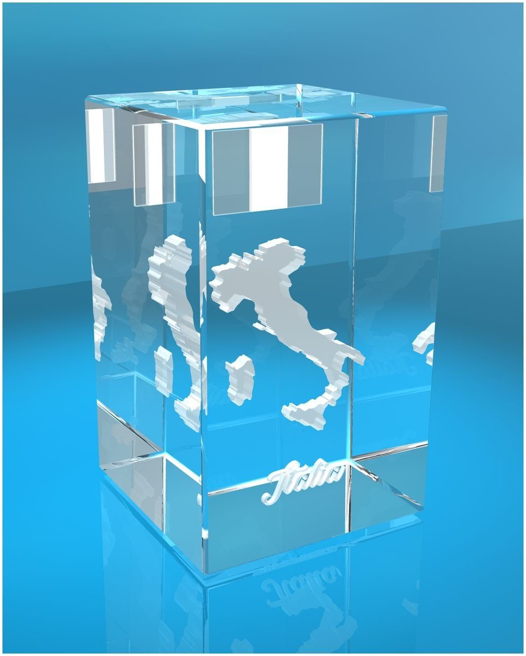 VIP-LASER Dekofigur 3D Glasquader I Geschenkbox, in Italien, Made Hochwertige Germany, Familienbetrieb