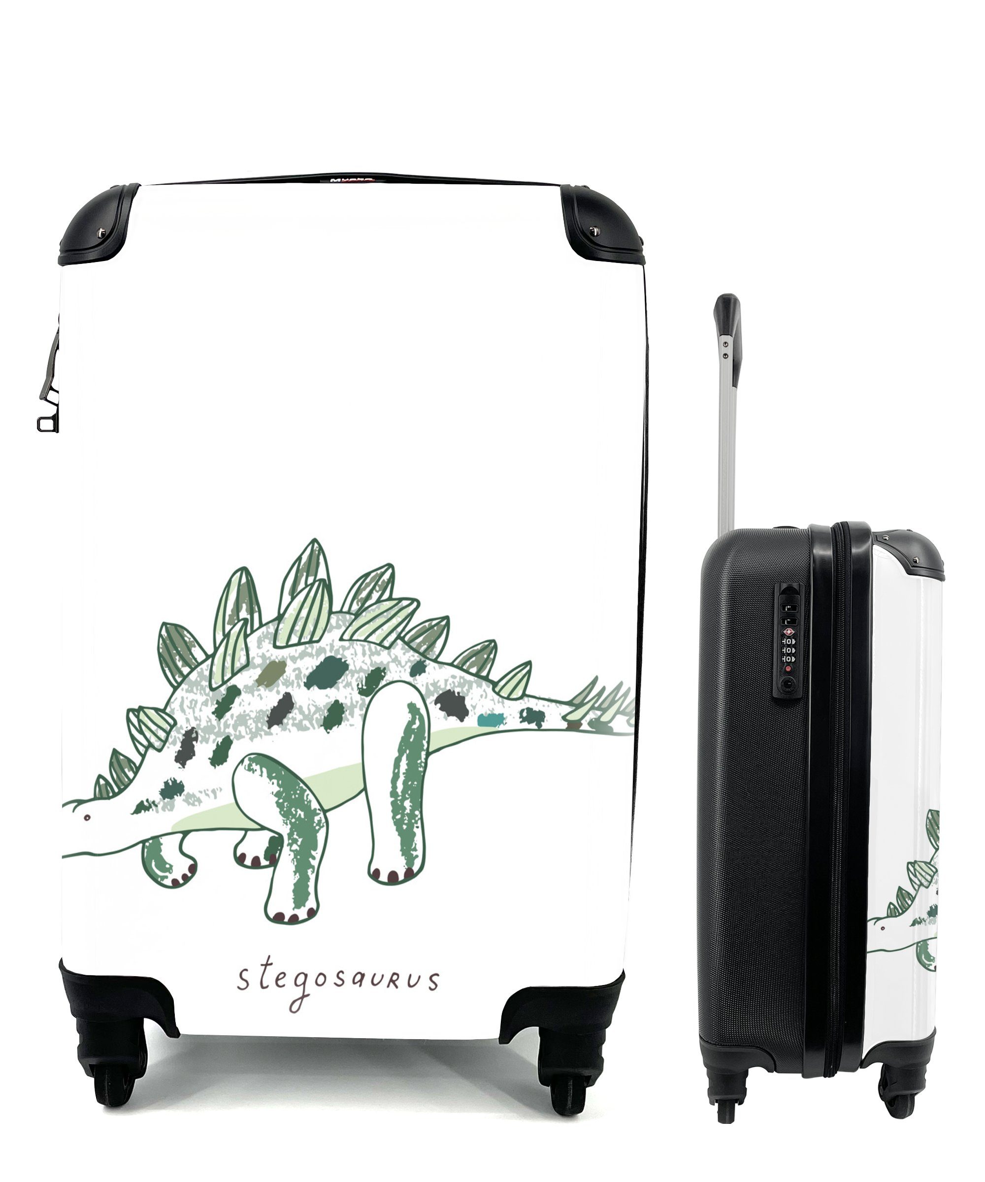 rollen, 4 Rollen, Stegosaurus Jungen - Reisetasche Ferien, Mädchen MuchoWow - Kinder, mit Handgepäck - für Dinosaurier Kinderzimmer Trolley, - - Reisekoffer Handgepäckkoffer