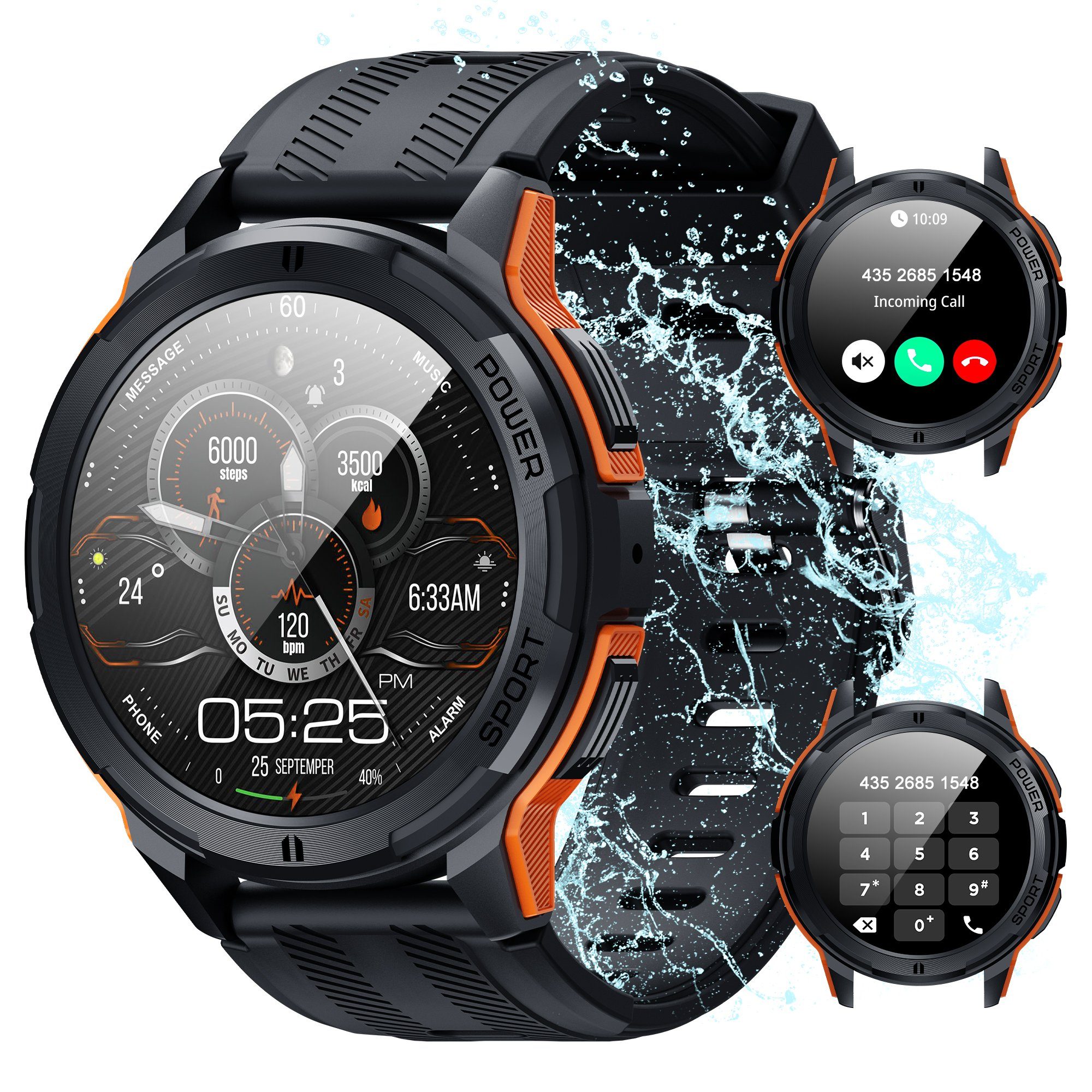 Tisoutec Smartwatch Damen Herren, Fitness Tracker Uhr mit Anruffunktion, Smartwatch (Smartwatch (Fitnessuhr mit Telefonfunktion 1,43