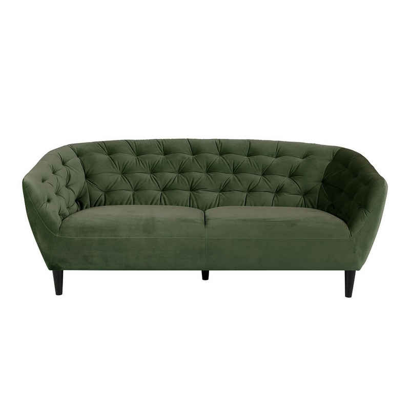 ebuy24 Sofa Rita Sofa 3 Personen tannengrün, Gummibaum schwarz, 1 Teile