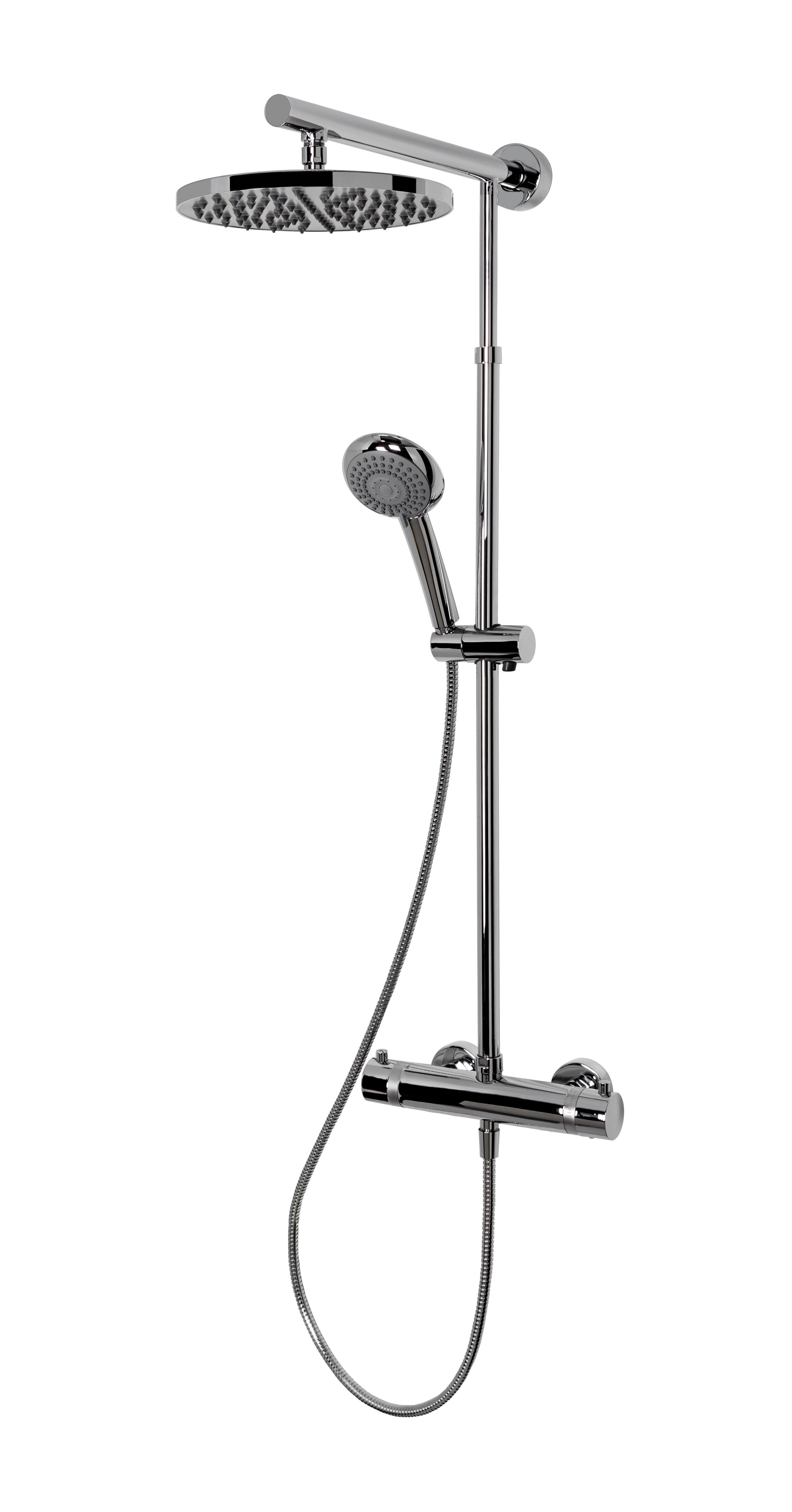 Schulte Duschsystem DuschMaster Rain "Classic" mit Thermostat, Höhe 155.4 cm, inkl. Handbrause, runde Kopfbrause, extra-flach