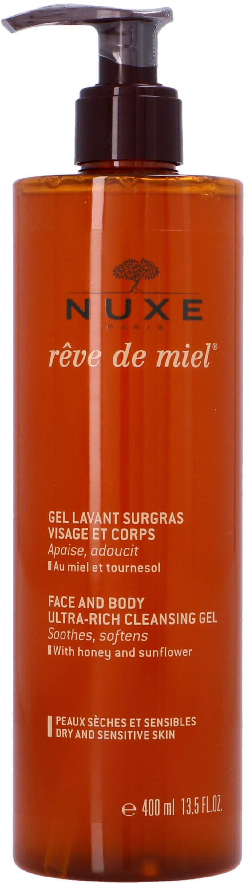 Nuxe Duschgel Rêve De Miel Ultra-Rich Cleansing Gel, Rückfettend, seifenfrei, sanfte Reinigung für Körper und Gesicht.