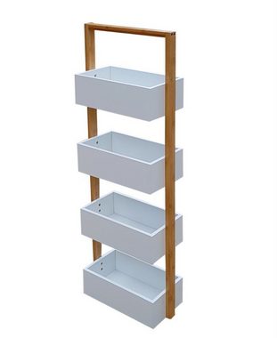 osoltus Badregal osoltus Badregal Korbregal Veile aus Bambus und weiß lackiertem Holz