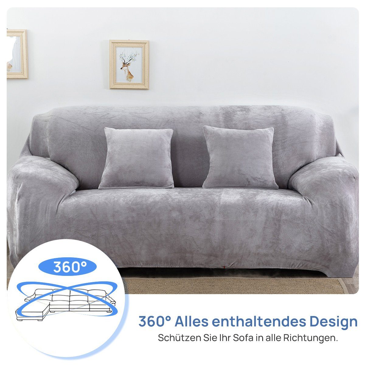 Modern Sofabezug Couchbezug, Armlehne Stretch Sofahusse für Sofaüberwurf Sofahusse Protector MULISOFT, Hunde Haustiere mit Grau Wohnzimmer, für Elastische Samt
