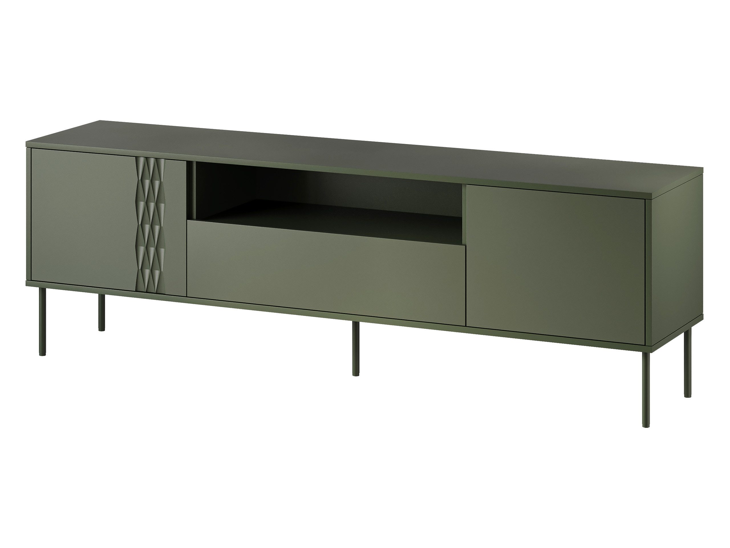 MIRJAN24 TV-Schrank Tresse 180 EF (mit zwei Drehtüren und Klappe) Metallfüße, Griffloses Öffnungssystem push to open