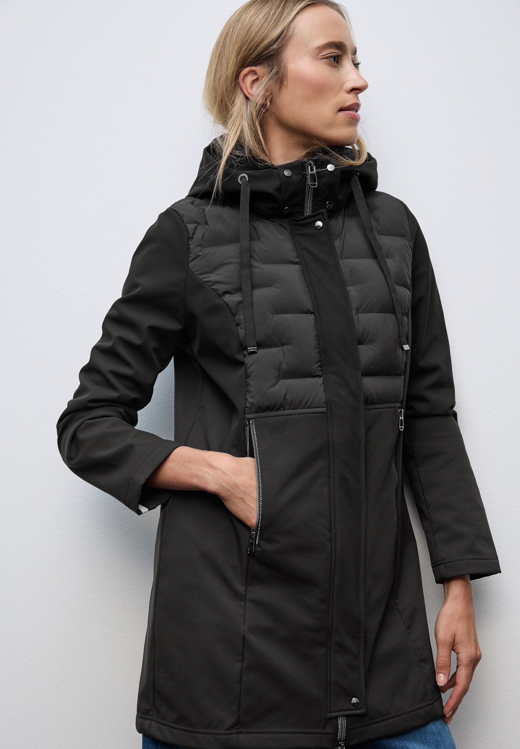 STREET ONE Softshelljacke mit Details und Kapuze mit Tunnelzug günstig online kaufen