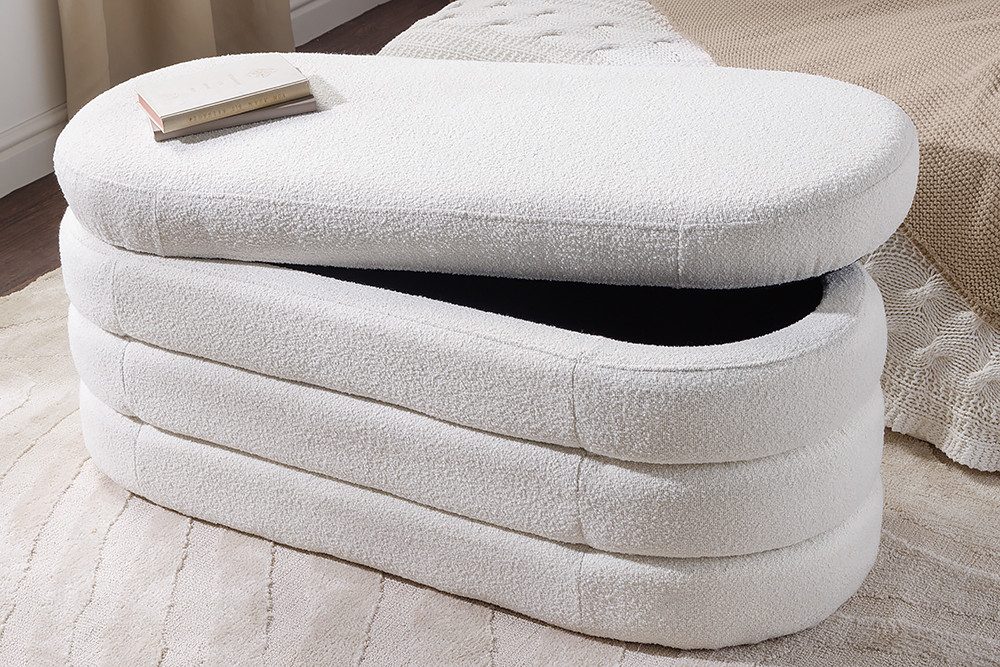 riess-ambiente Sitzbank VOGUE 115cm creme weiß (Einzelartikel, 1-St), Wohnzimmer · Bouclé · rund · mit Stauraum · Scandinavian Design