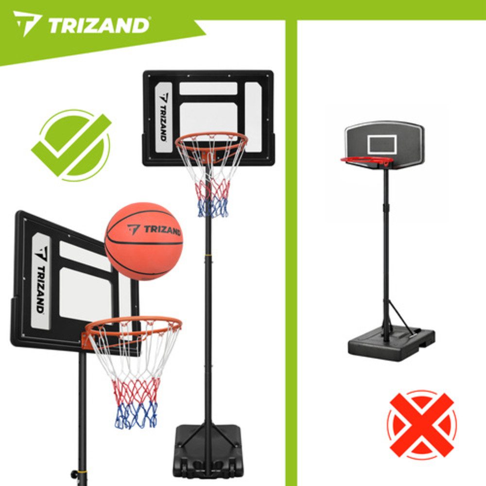 Trizand Basketballkorb Verstellbarer Basketballkorb mit Ballfuß (Spar-Set, 1-St., Höhenverstellung 135–305 cm), flexible Felgenhöhe lässt sich je nach Modell auf bis zu 305 cm