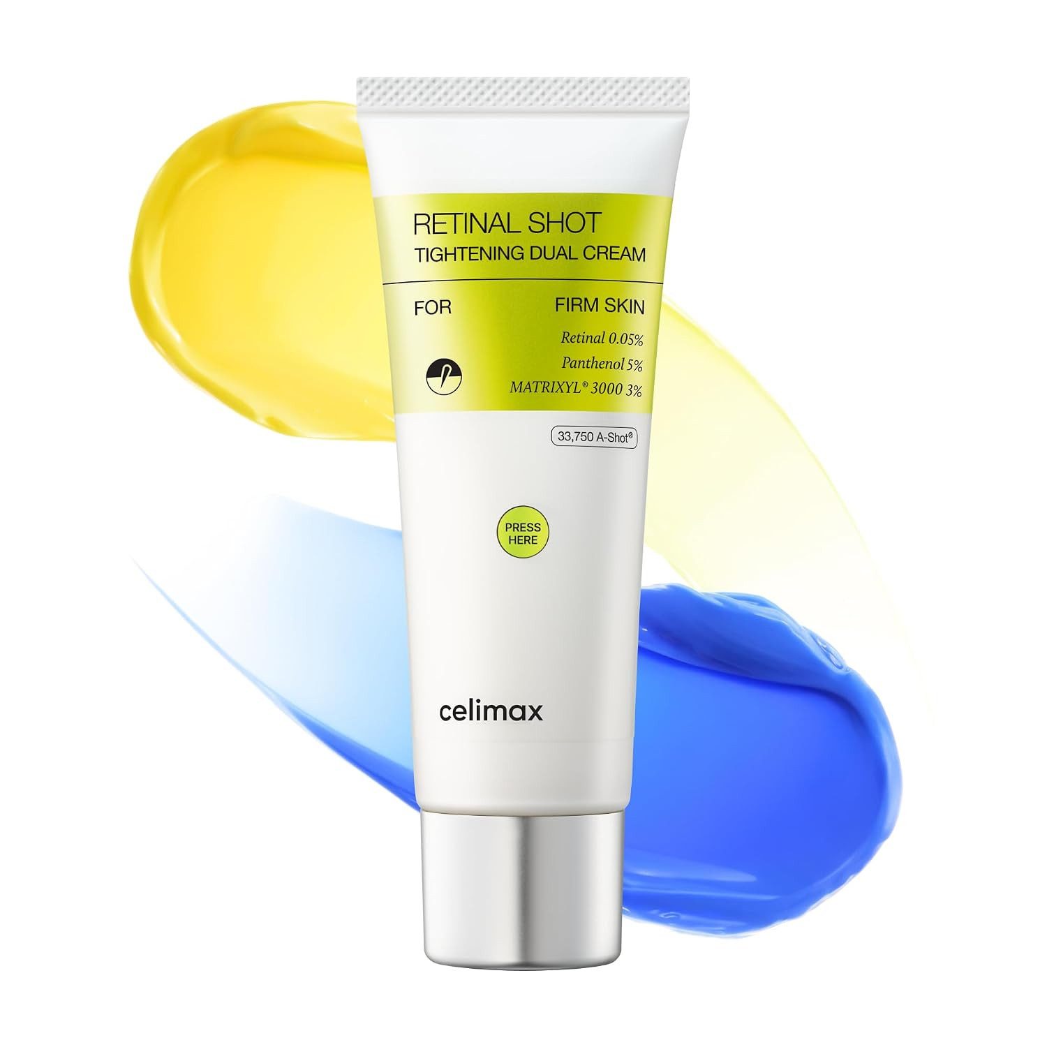celimax Anti-Aging-Creme The Vita-A Retinal Shot Tightening Dual Cream 50ml mit Retinal (Vitamin A) zur Unterstützung der Hauterneuerung und Verbesserung von Elastizität und Spannkraft, 0,05% Retinal, 3% Matryxyl, 5% Panthenol